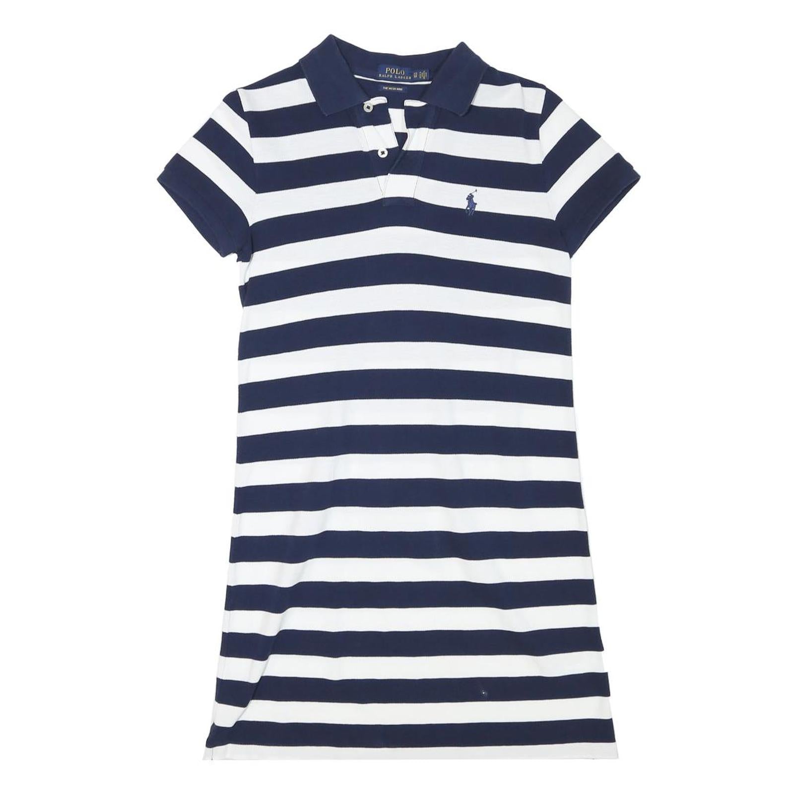 POLO RALPH LAUREN Womens Navy & White Striped Polo Dress Cotton Blend Short Refurbished - N/A refurbished available on Cerqular