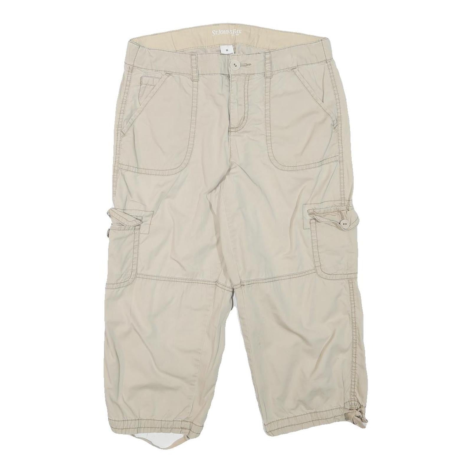 ST JOHNS BAY Womens Beige Casual Cargo Shorts L W31 Cotton Blend Utility 3/4 Refurbished - N/A refurbished available on Cerqular