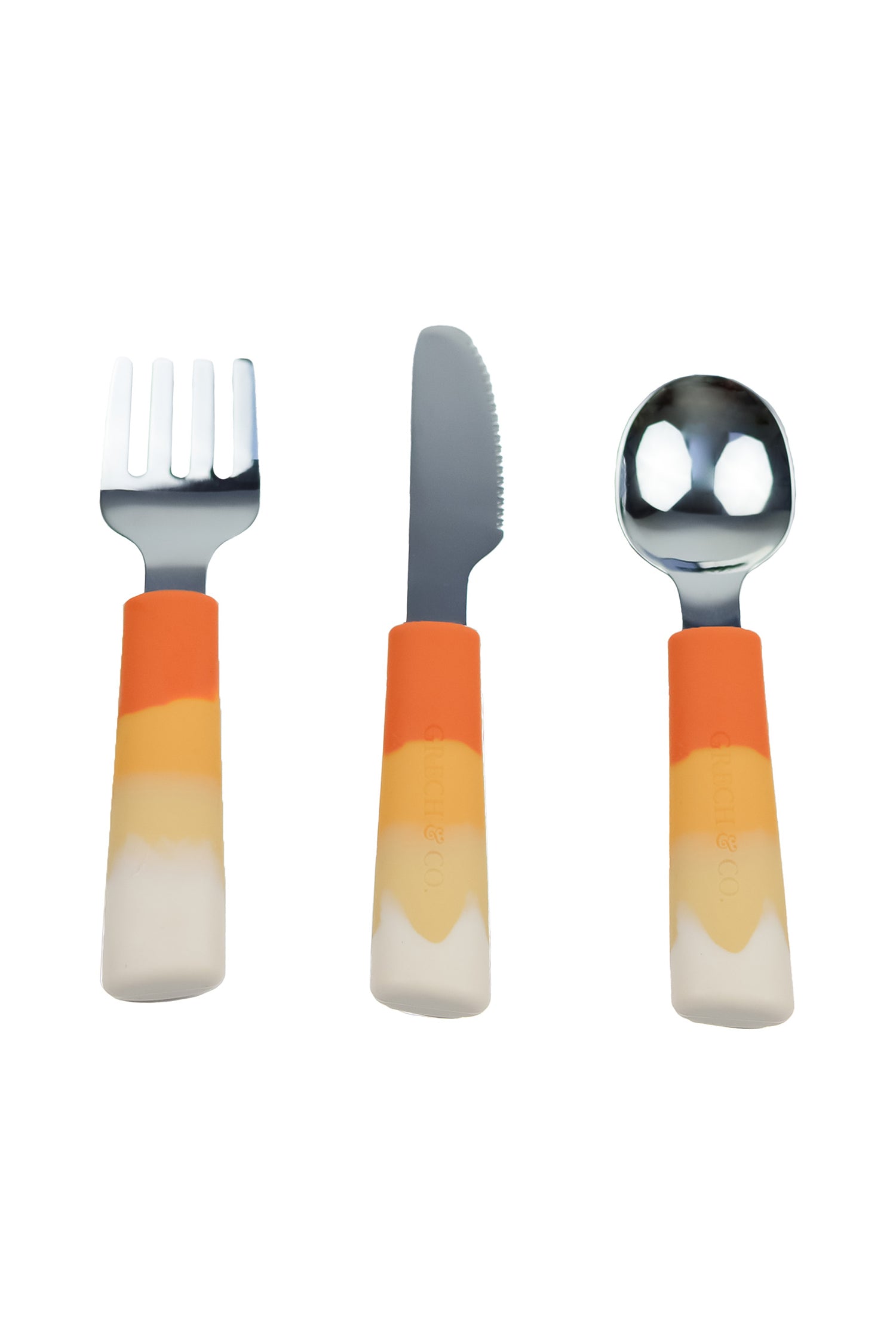Buy 3 piece cutlery set for kids and toddlers - Orange Refurbished - $32.50 3 piece cutlery set for kids and toddlers - Orange Refurbished - N/A (Note: This brand may not be well-known globally refurbished available on Cerqular