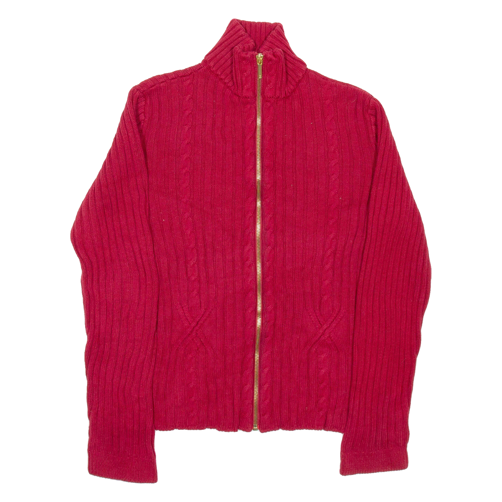 CHAPS Womens Cardigan Red 1/2 Zip Cable Knit L Refurbished - N/A refurbished available on Cerqular