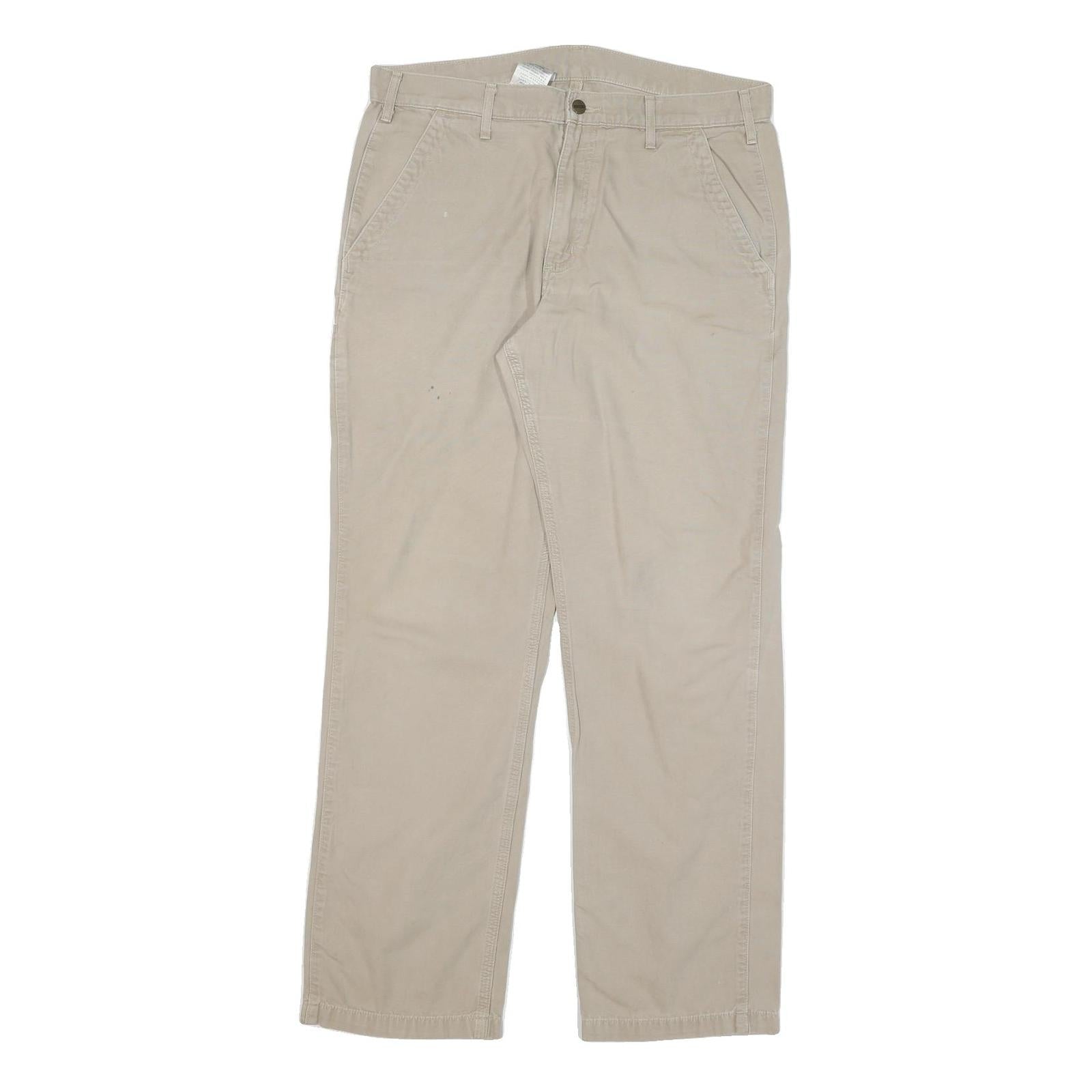 CARHARTT Mens Cotton Blend Beige Relaxed Straight Trousers W36 L34 Workwear Refurbished - N/A refurbished available on Cerqular