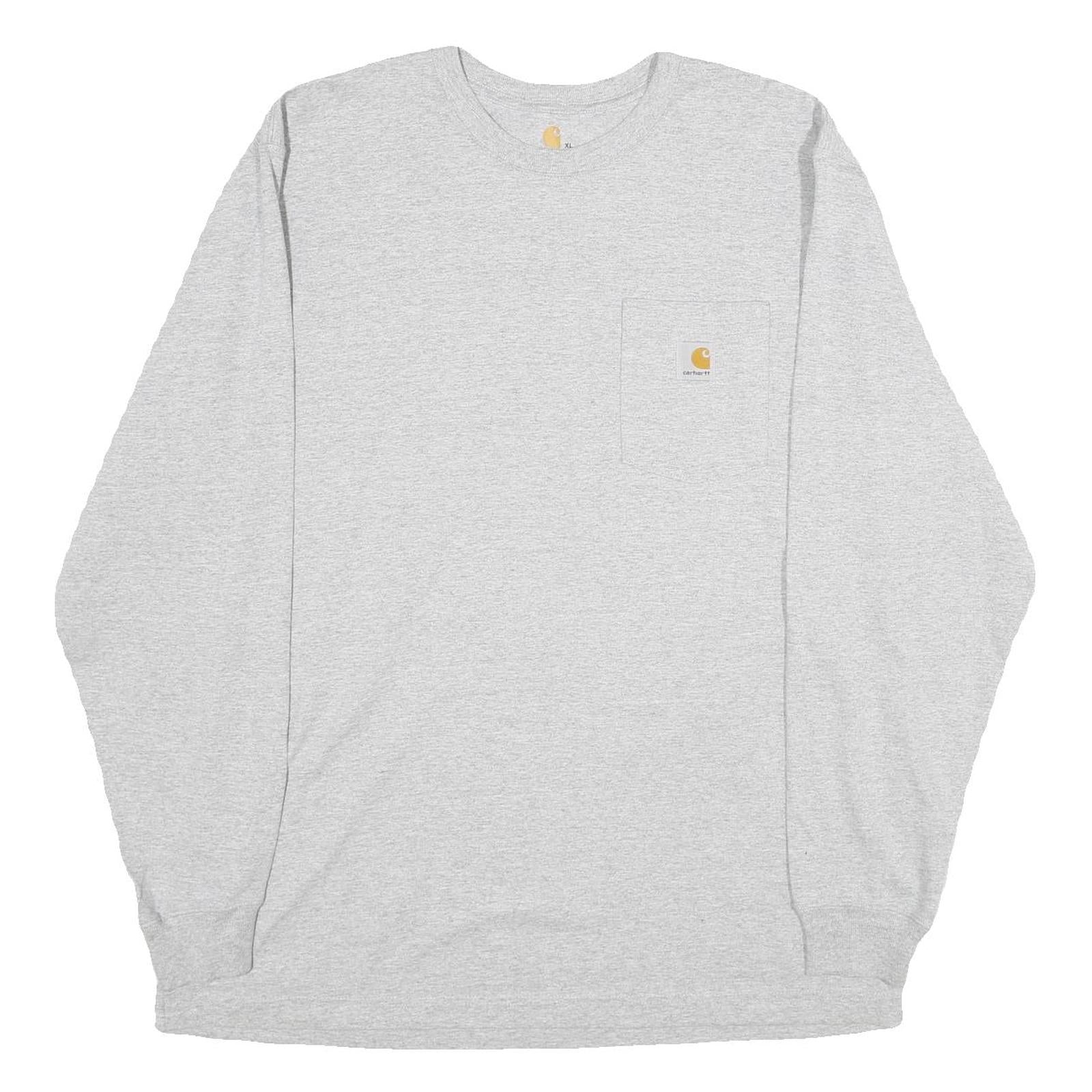 CARHARTT Mens Grey Long Sleeve Crew Neck T-Shirt XL Pocket Cotton Workwear Refurbished - N/A refurbished available on Cerqular