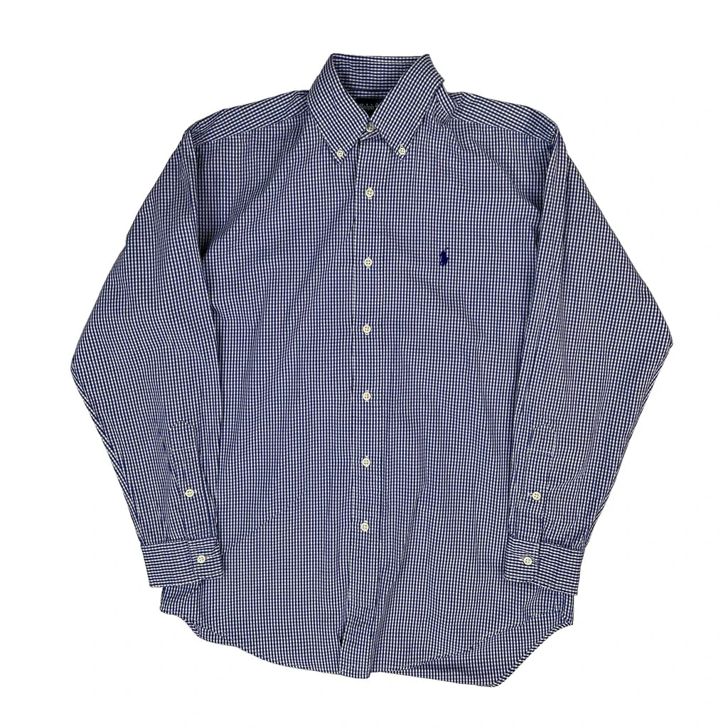 Blake Ralph Lauren Checked Shirt - Small Blue Cotton Refurbished - Thrifted (note: this is a term often used to describe second- refurbished available on Cerqular
