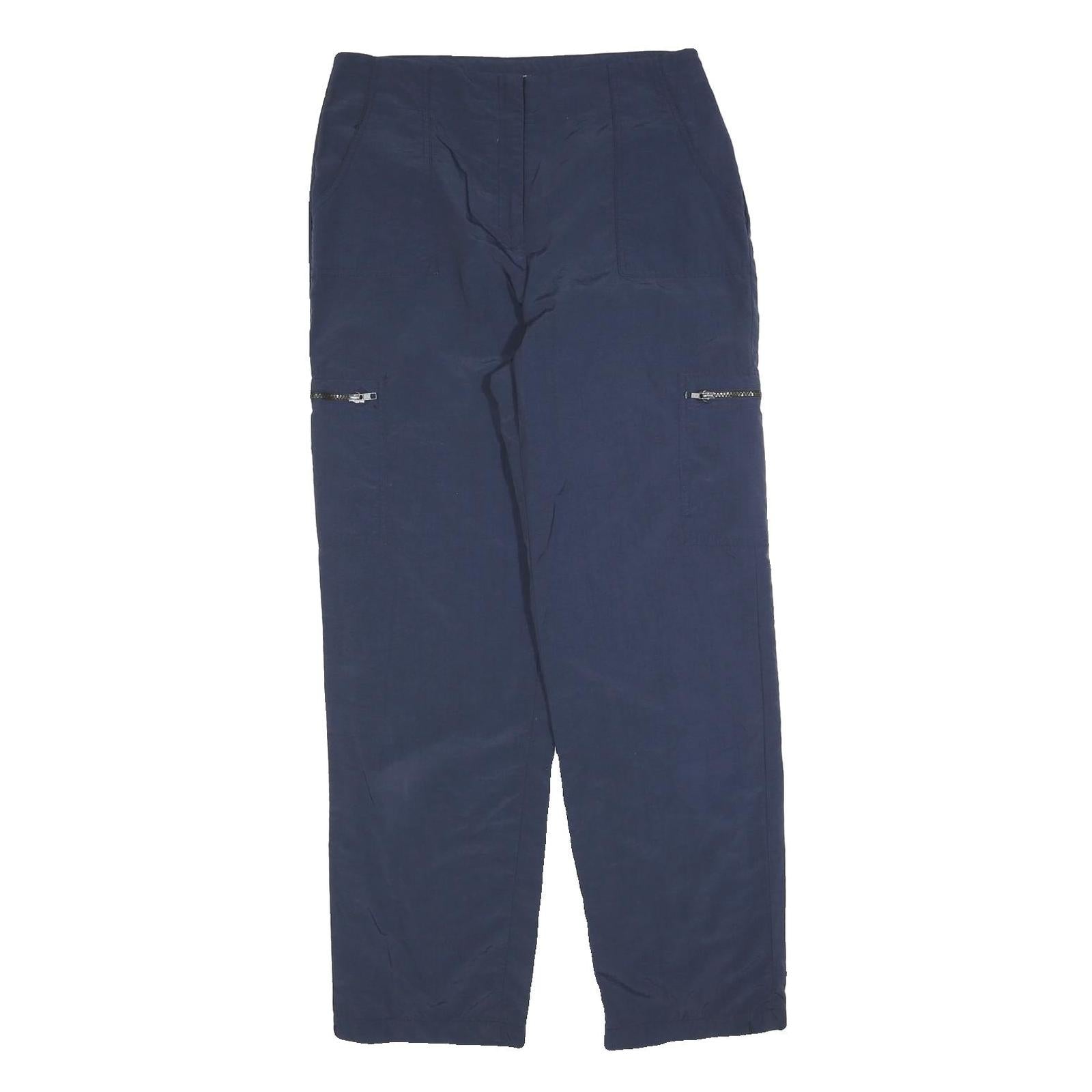 GREENVILLAGE Womens Regular Navy Blue Trousers W32 L32 Zip Pocketed Polyester Refurbished - N/A refurbished available on Cerqular