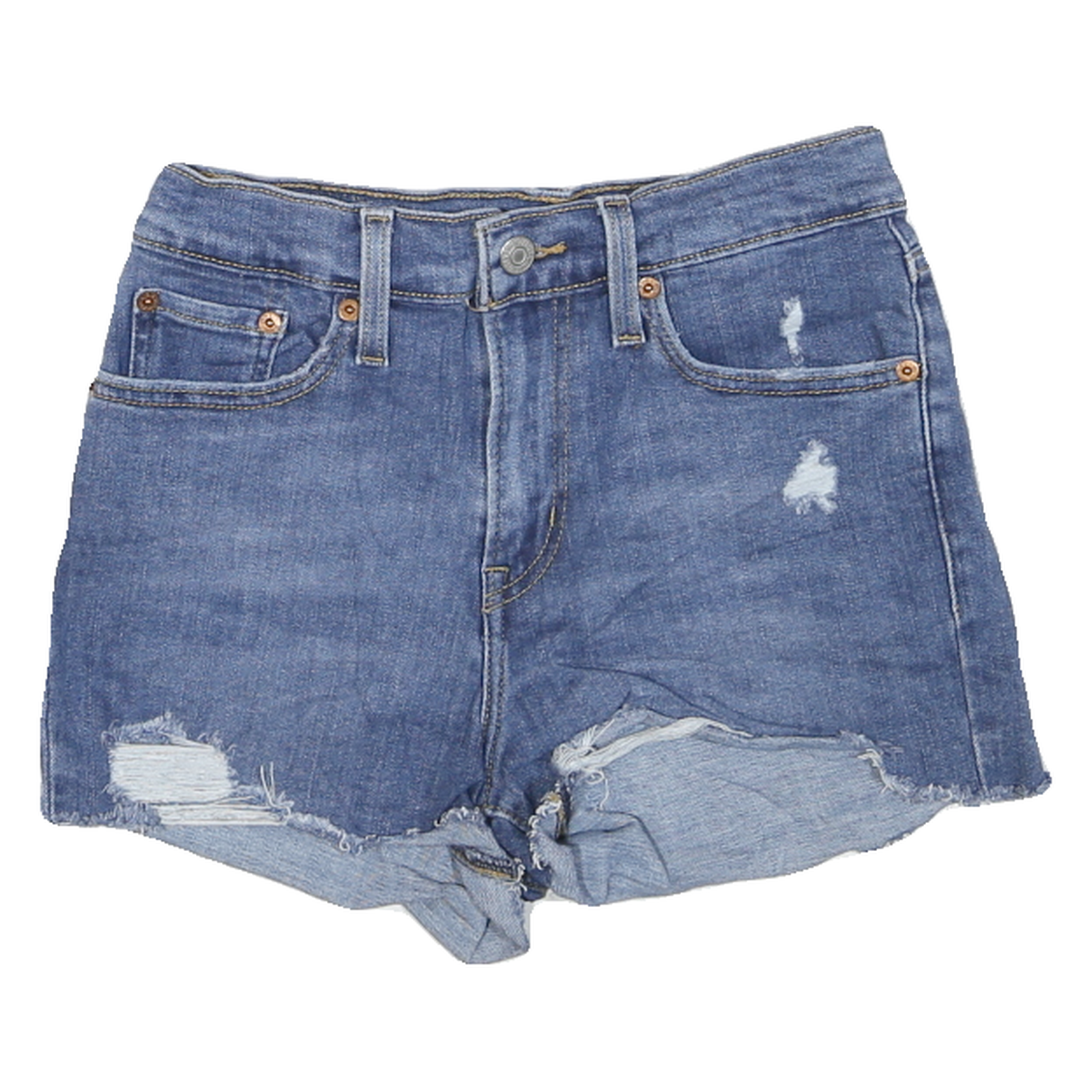 LEVI'S Womens Shorts Blue Denim Casual Cut-Off XS W25 Distressed Refurbished - N/A refurbished available on Cerqular