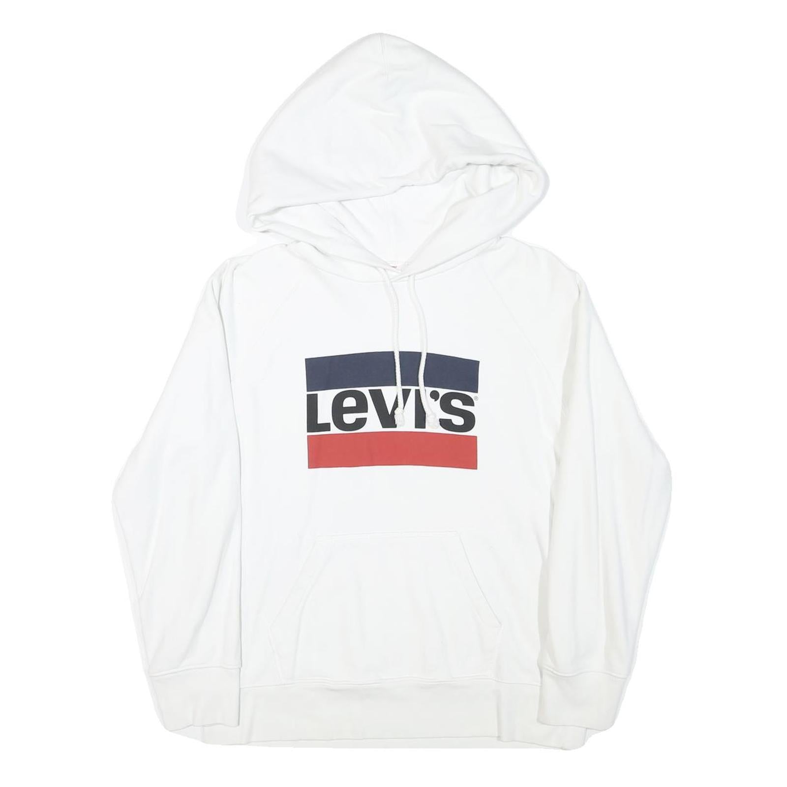 LEVI'S Mens White Hoodie S Cotton Blend Pullover Drawstring Pocket Casual Refurbished - N/A refurbished available on Cerqular