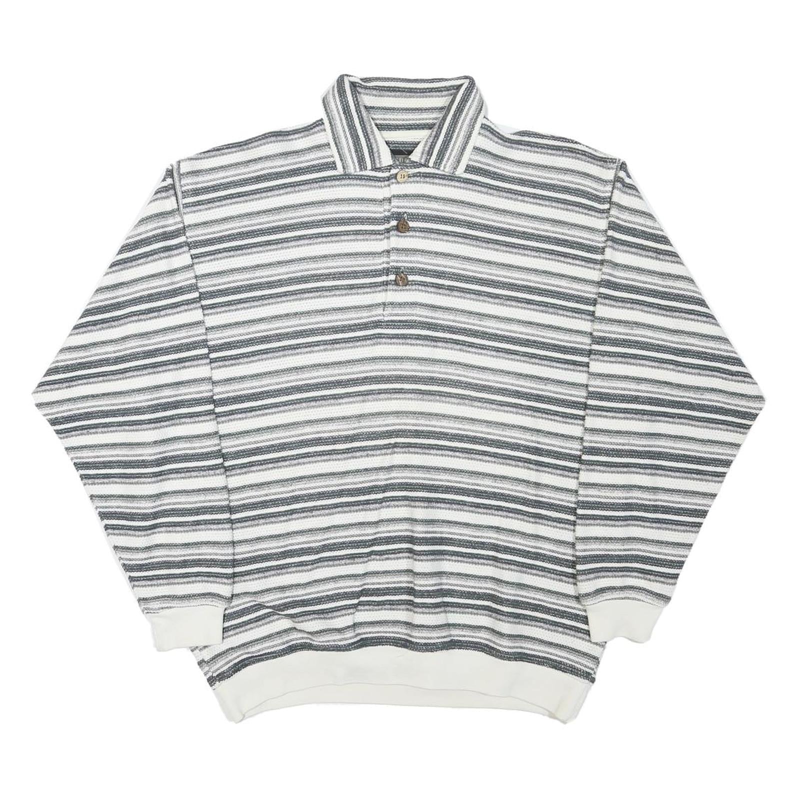 PICDOR Mens Grey & White Striped Collared M Cotton Blend Pullover Sweatshirt Refurbished - N/A refurbished available on Cerqular