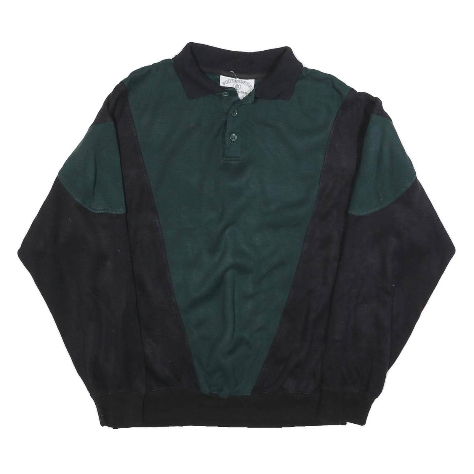 FOOTLOCKER Mens Green & Black Polo Collar L Acrylic Sweatshirt Pullover Casual Refurbished - N/A refurbished available on Cerqular