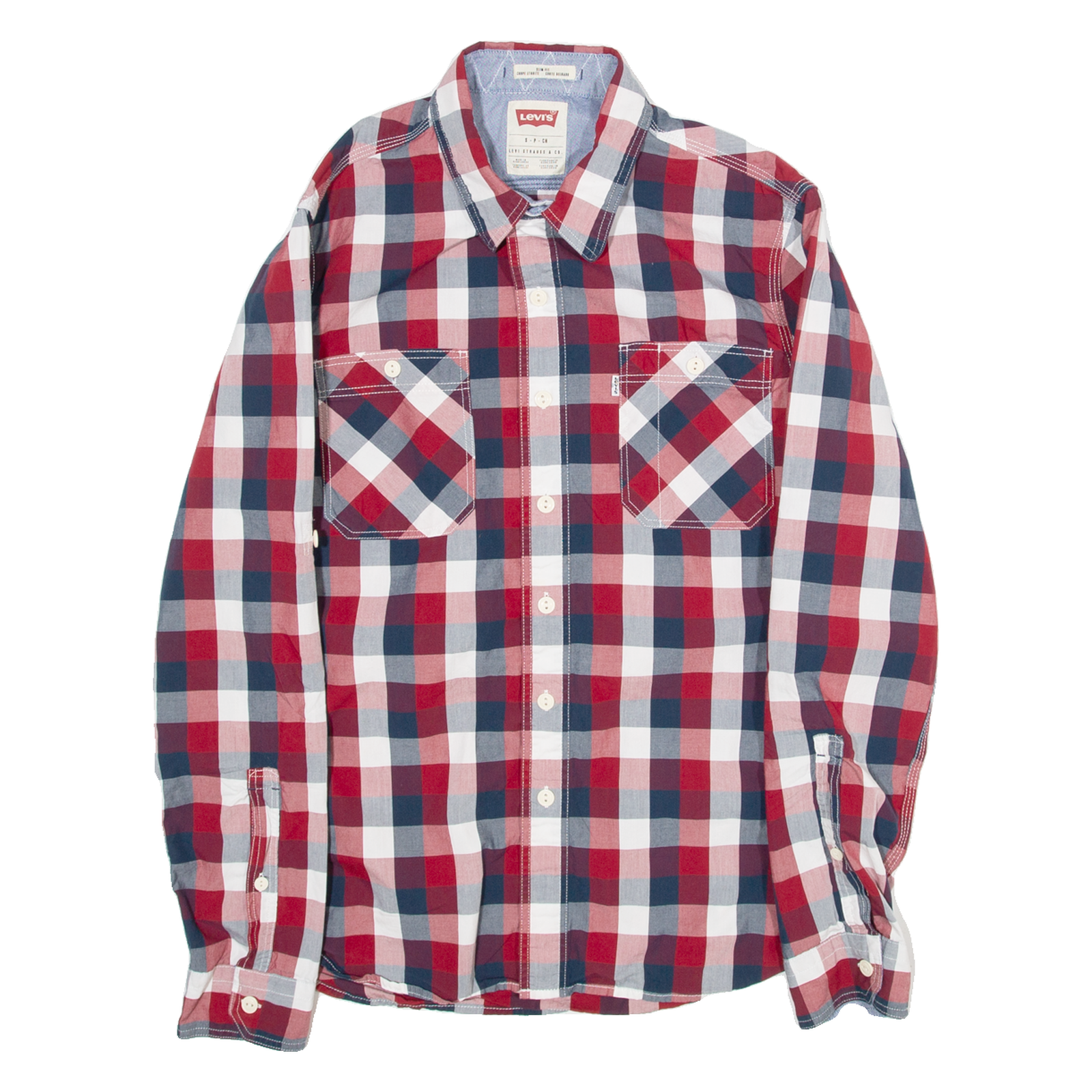 LEVI'S Slim Fit Mens Shirt Red Gingham Long Sleeve S Refurbished - N/A refurbished available on Cerqular