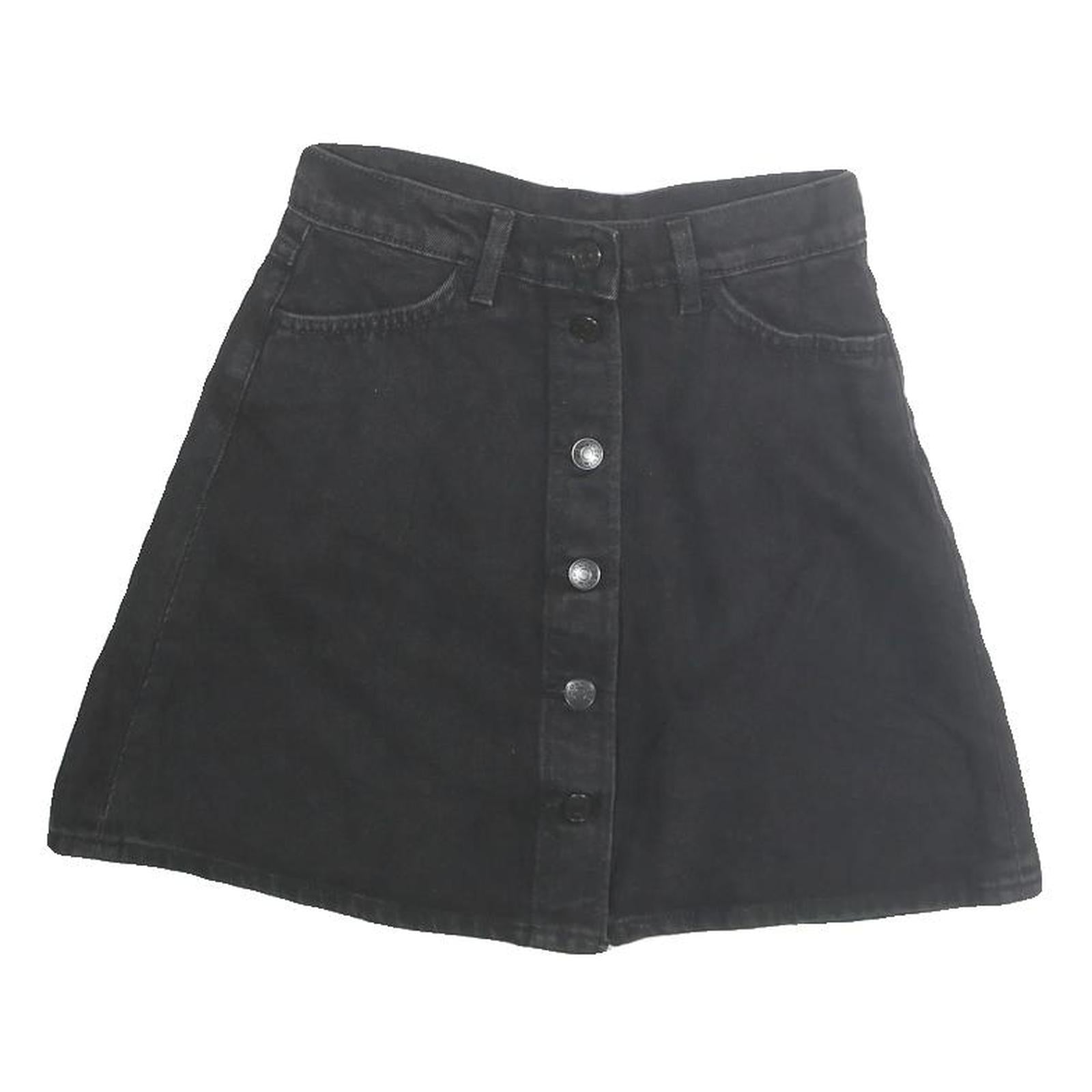 Buy Womens Black Button Front A-Line Short Cotton Skirt Size M Casual Pockets Refurbished - $19.49 Womens Black Button Front A-Line Short Cotton Skirt Size M Casual Pockets Refurbished - N/A refurbished available on Cerqular