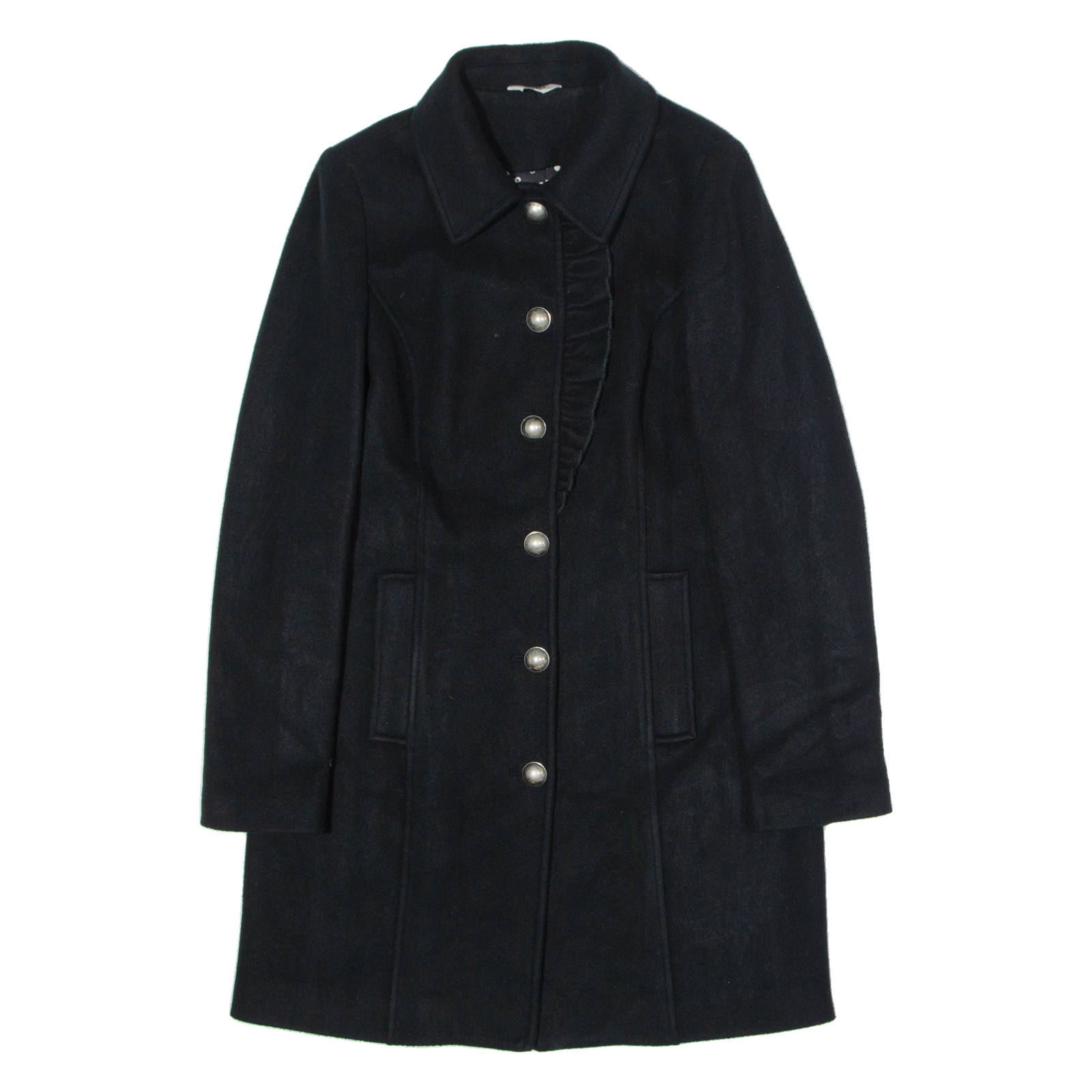 LIU JO Womens Overcoat Coat Black Flannel Wool S Refurbished - N/A refurbished available on Cerqular
