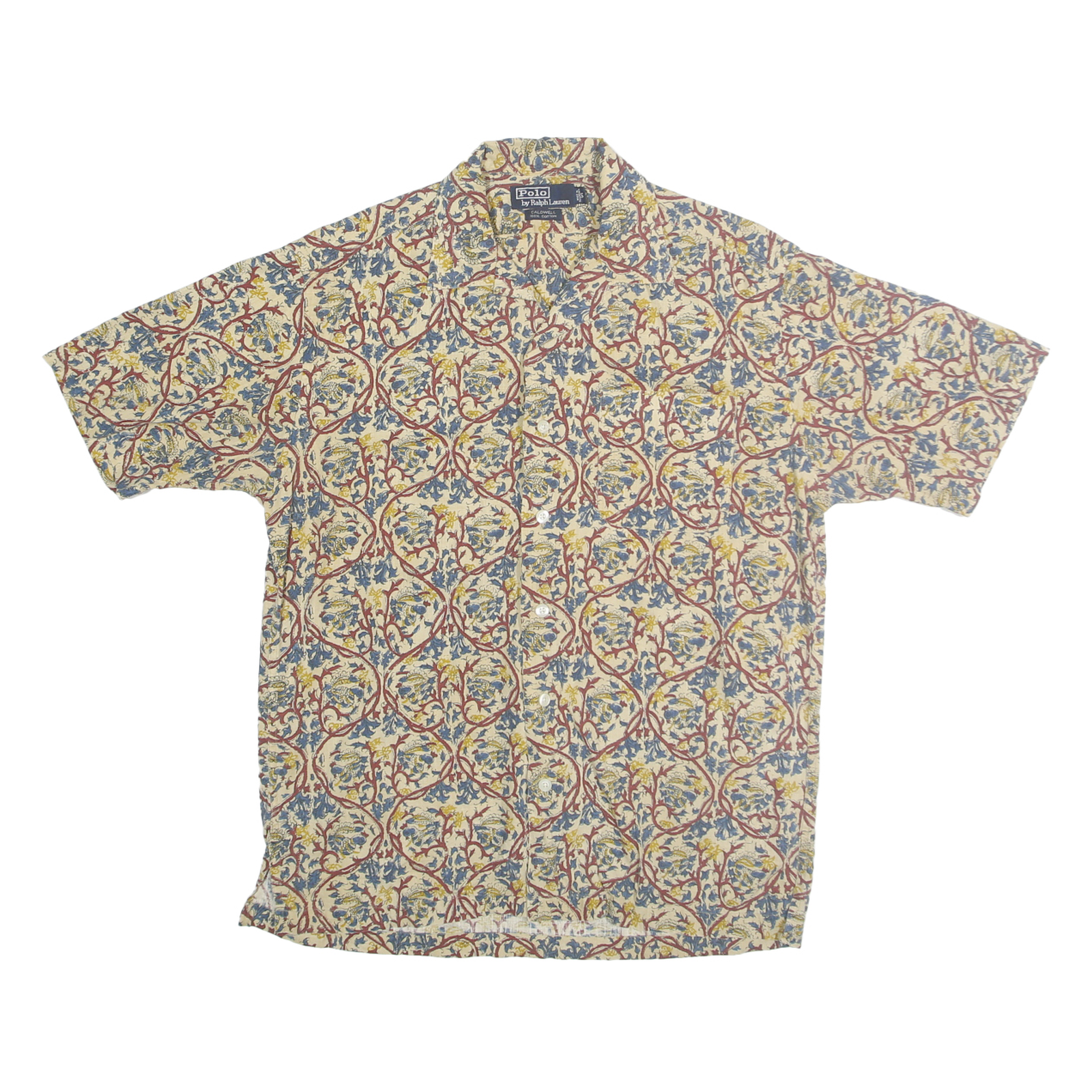 POLO RALPH LAUREN Mens Cream & Red Pattern Shirt S Cotton Summer Casual Refurbished - N/A refurbished available on Cerqular