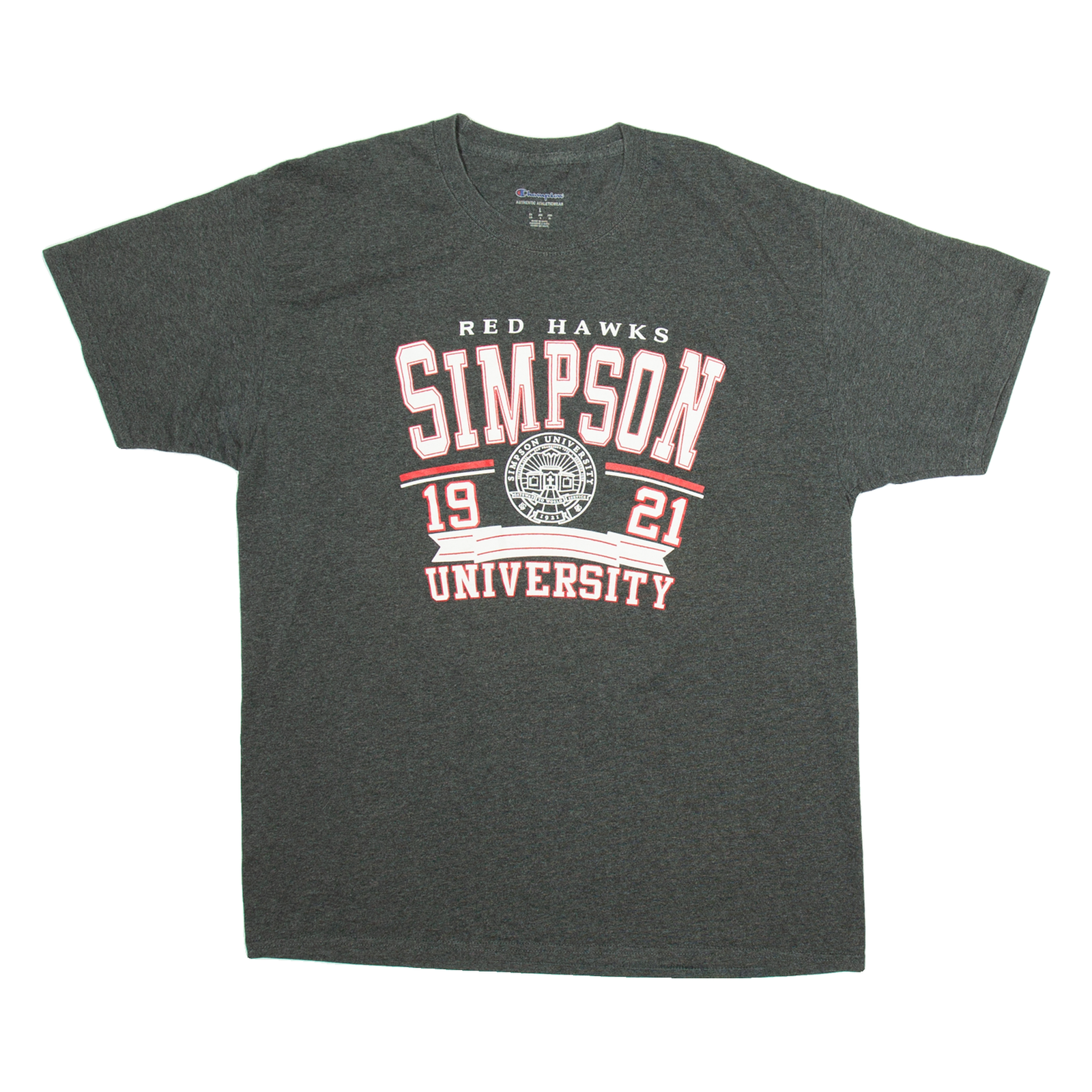 CHAMPION Red Hawks Simpson University Mens T-Shirt Grey USA L Refurbished - N/A refurbished available on Cerqular