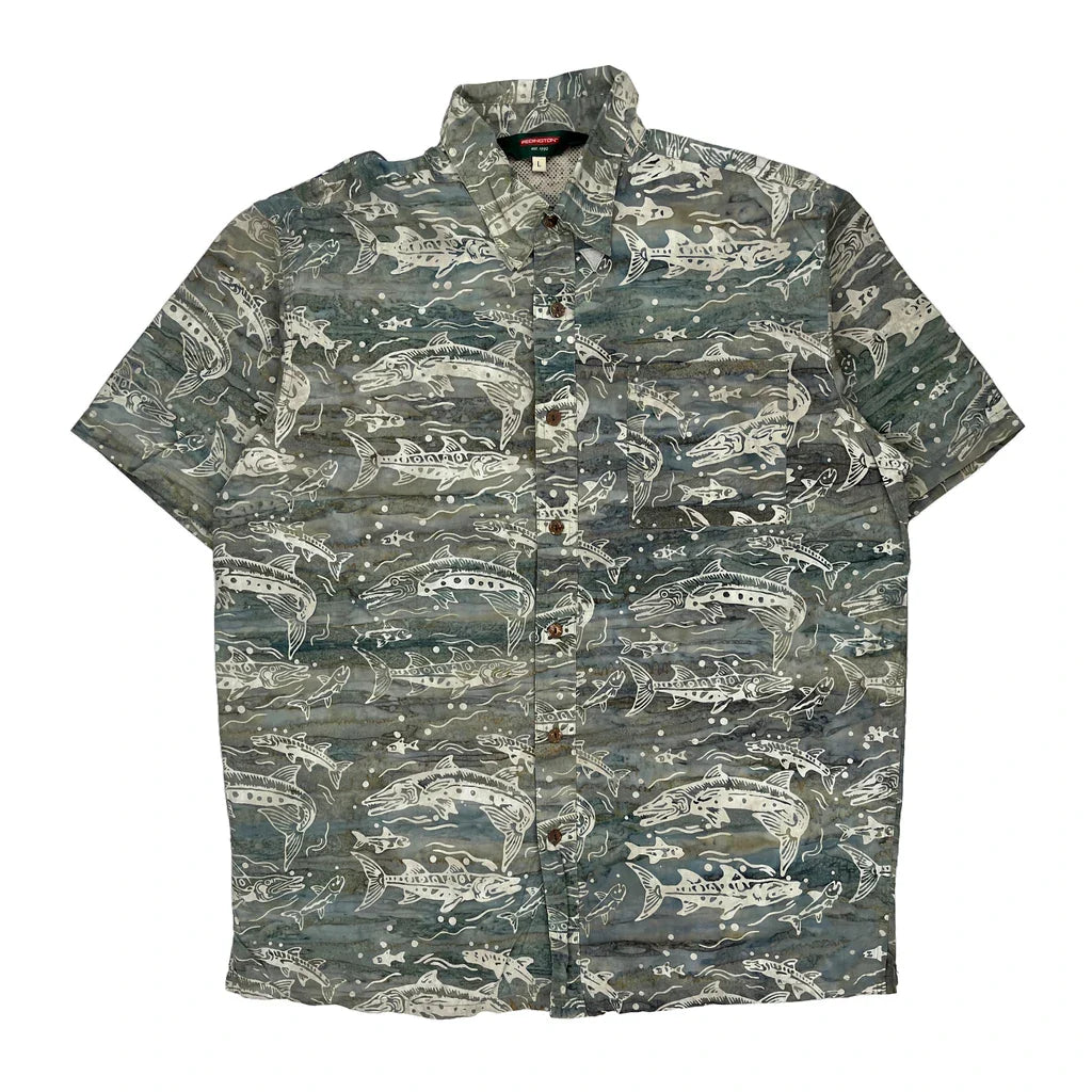 Redington Graphic Hawaiian Shirt - Large Multicoloured Cotton Refurbished - Thrifted (note: this is a term often used to describe second- refurbished available on Cerqular
