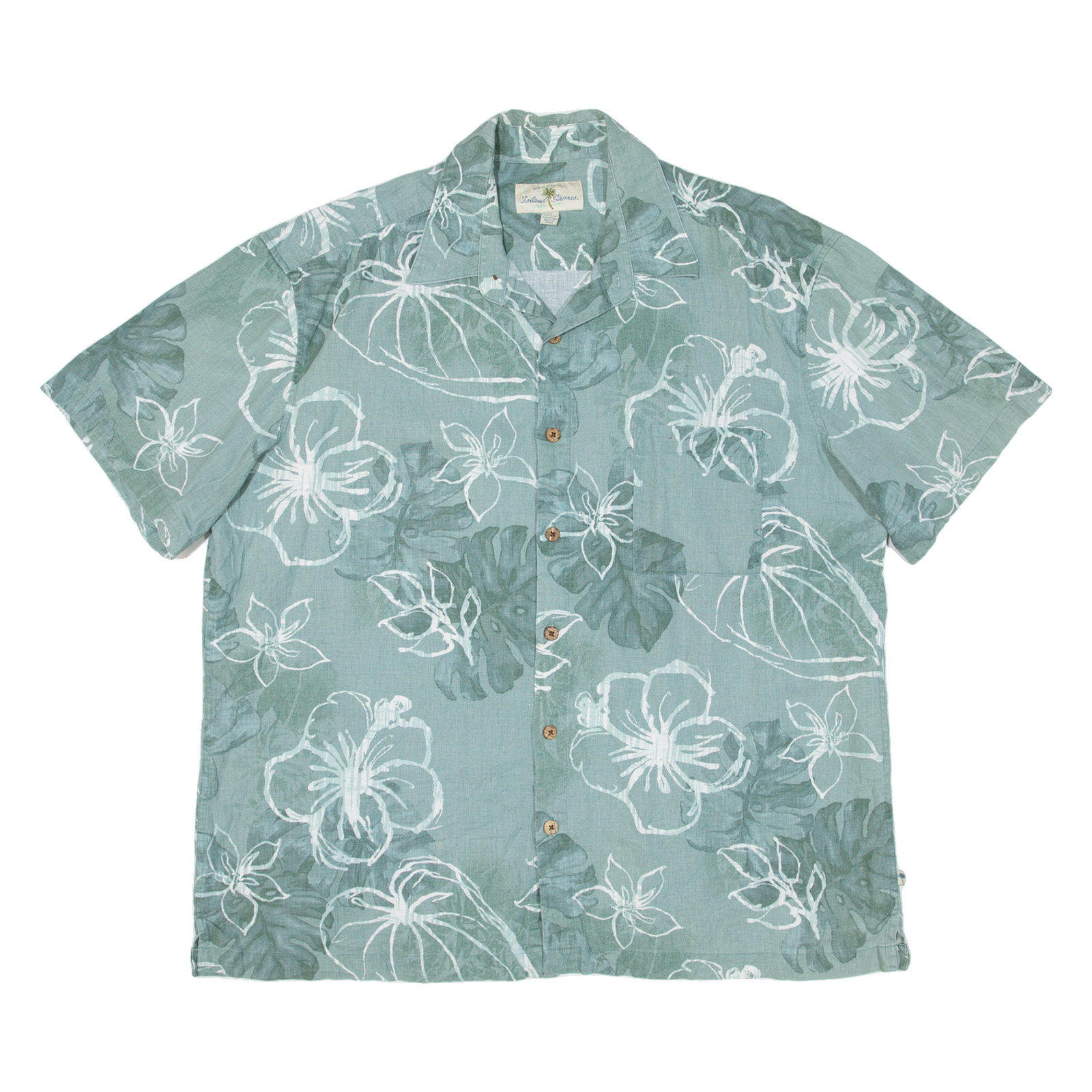 ISLAND SHORE Mens Hawaiian Shirt Green Floral XL Refurbished - N/A refurbished available on Cerqular