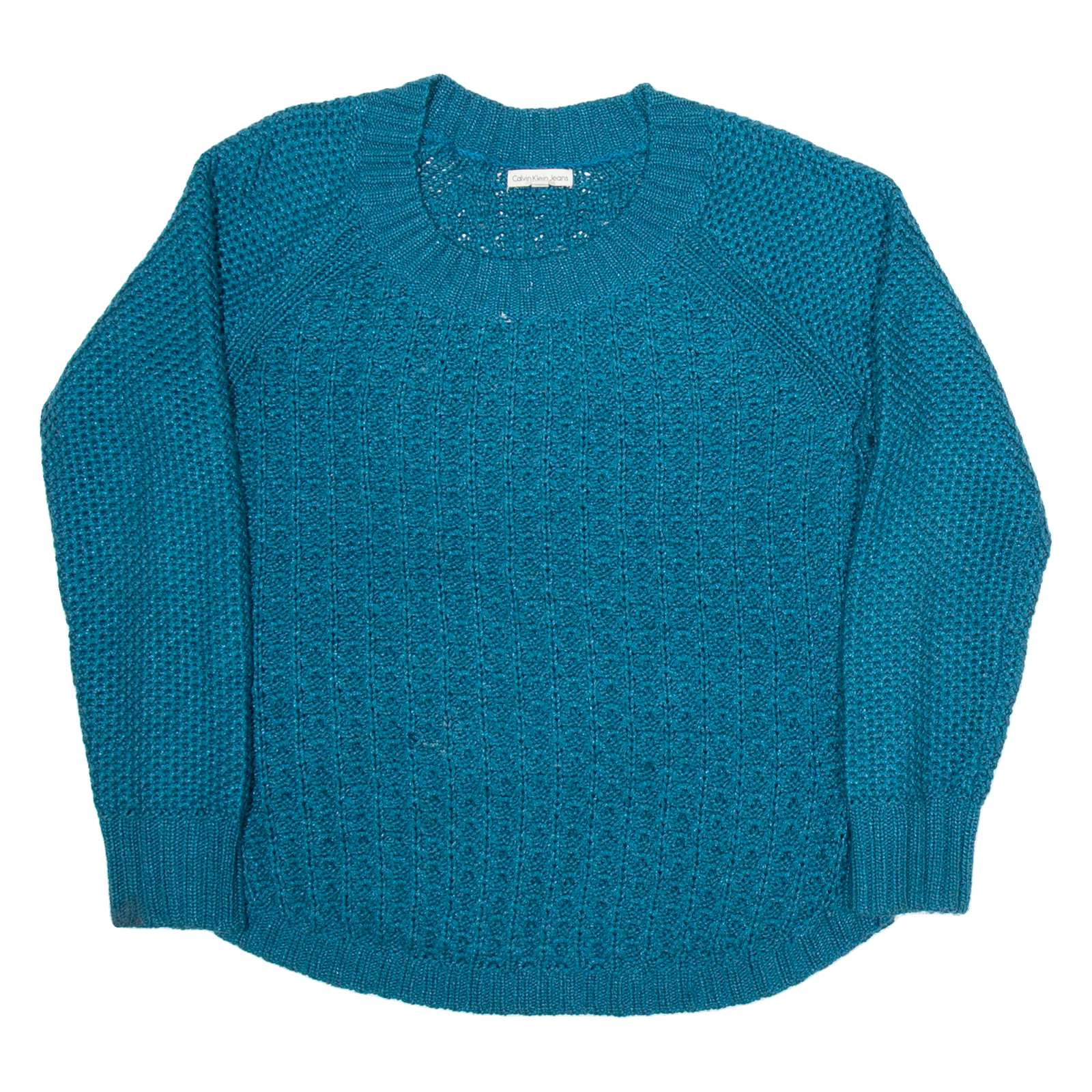 CALVIN KLEIN Womens Jumper Blue Chunky Knit L Refurbished - N/A refurbished available on Cerqular