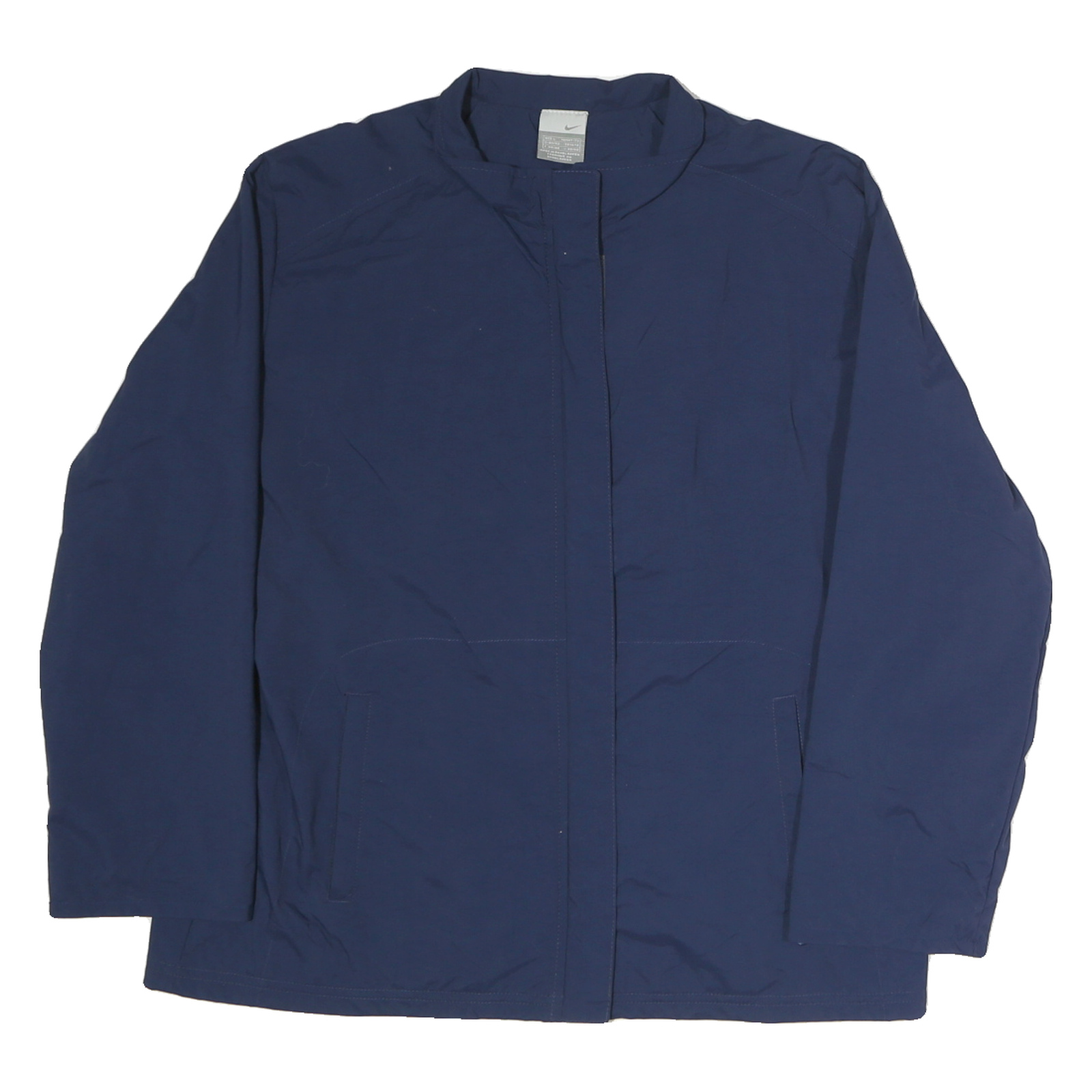 NIKE Womens Navy Blue Plain Jacket L Polyester Zip Casual Lightweight Refurbished - N/A refurbished available on Cerqular