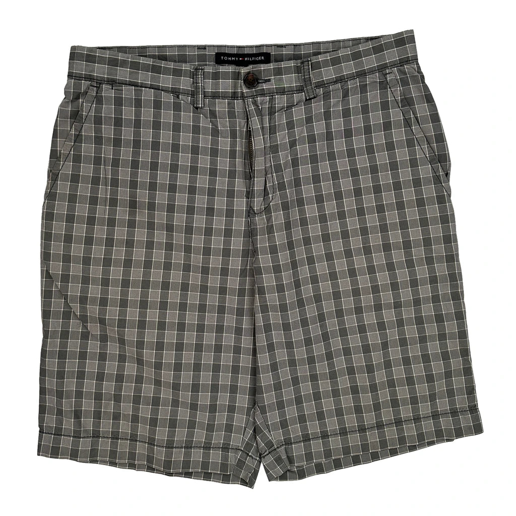 Tommy Hilfiger Checked Shorts - 34W 10L Grey Cotton Refurbished - Thrifted (note: this is a term often used to describe second- refurbished available on Cerqular