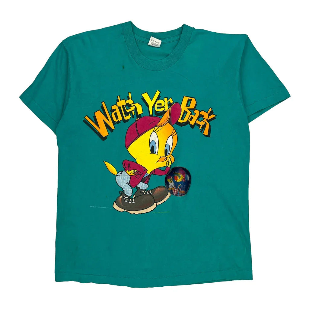 Tweety Fruit Of The Loom Single Stitch T-Shirt - Large Green Cotton Refurbished - Thrifted (note: this is a term often used to describe second- refurbished available on Cerqular