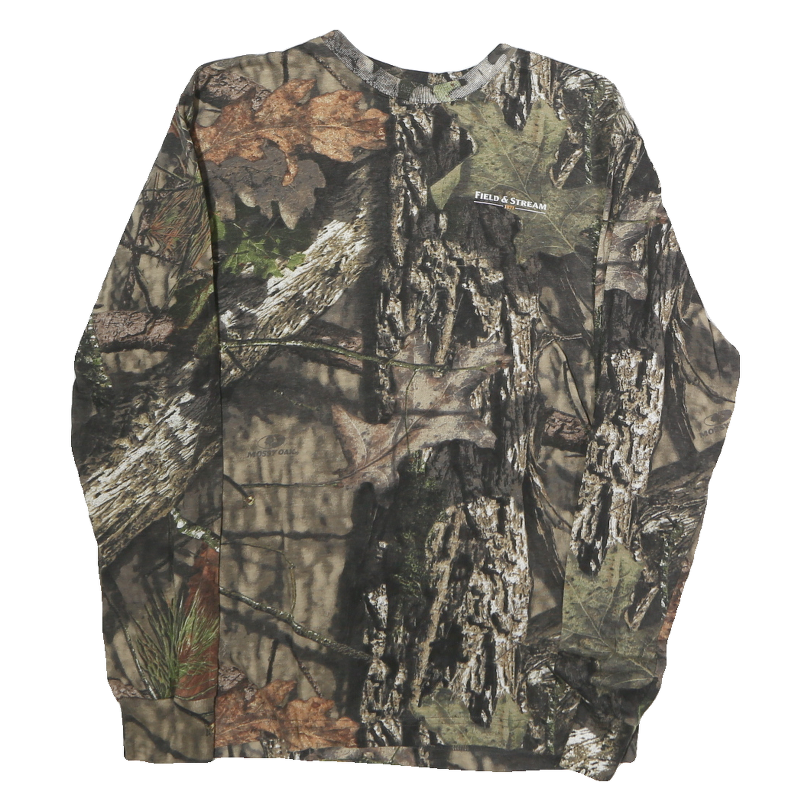 FIELD & STREAM Mens Green Camouflage Print Long Sleeve Crew Neck T-Shirt S Refurbished - N/A refurbished available on Cerqular