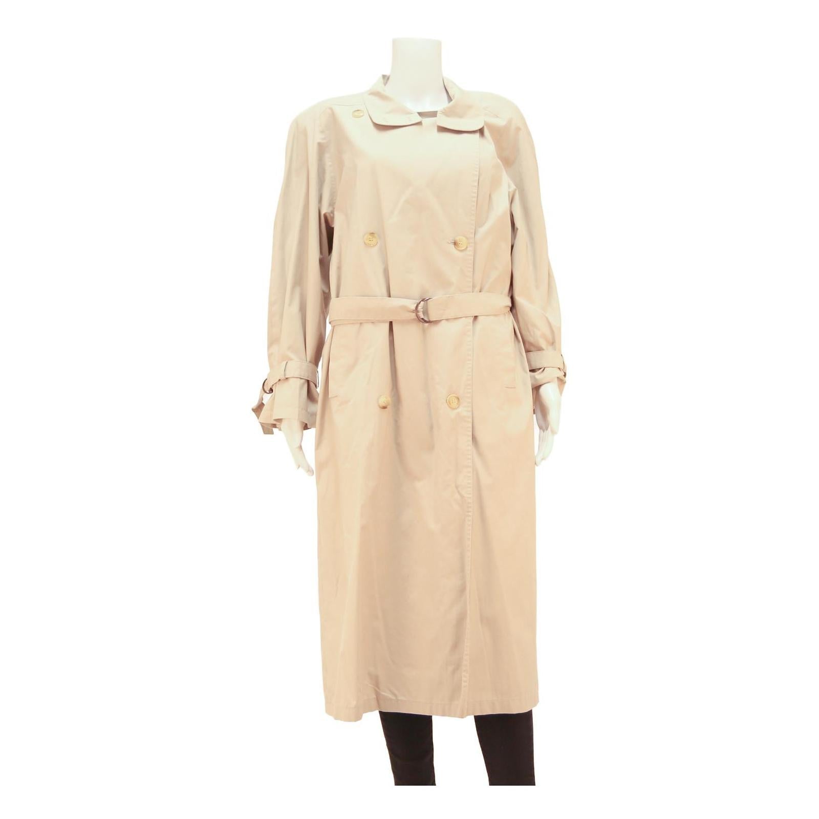 Womens Beige Classic Long Sleeve Button Closure Polyester Trench Jacket L Refurbished - N/A refurbished available on Cerqular