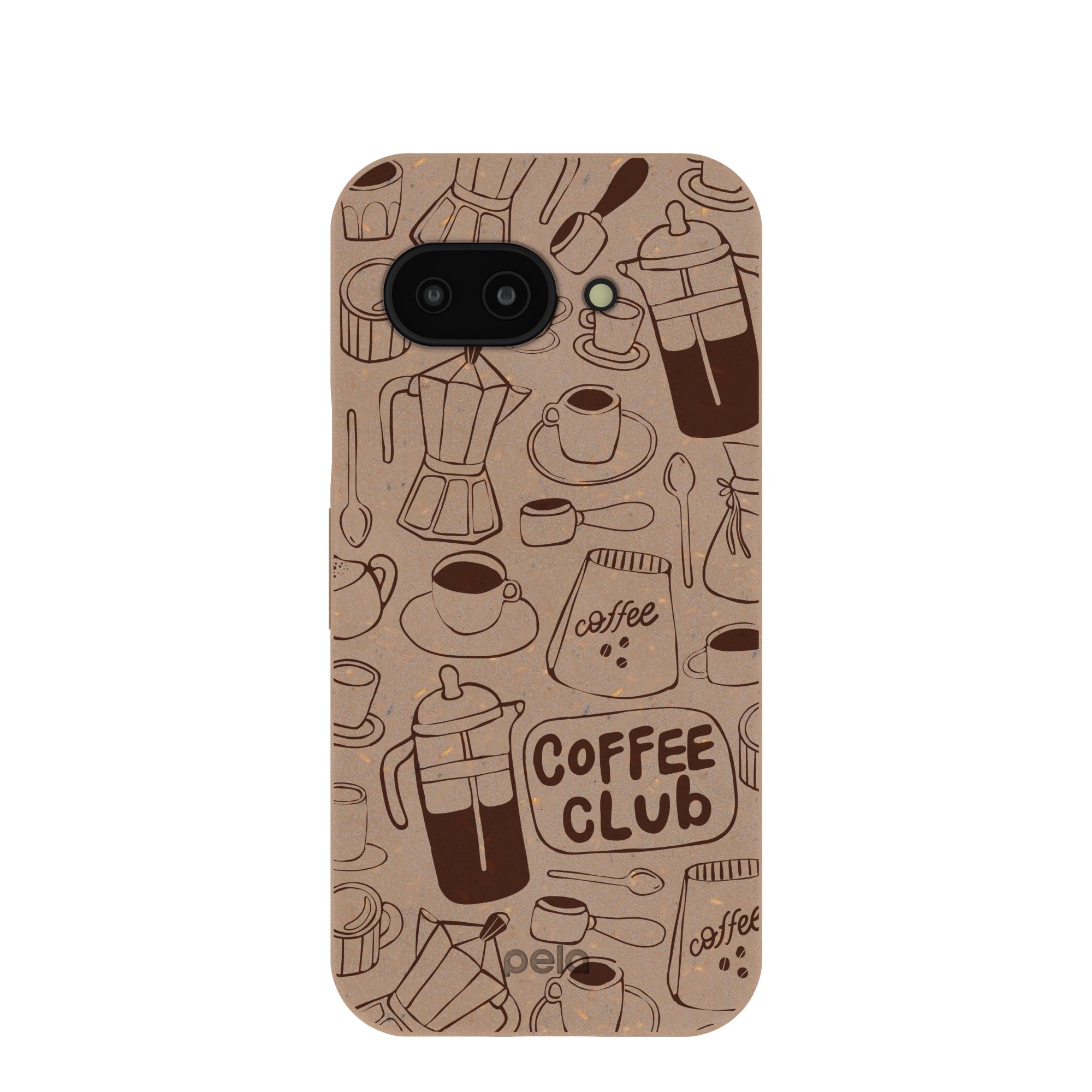 Buy Chocolate Brown Coffee Club Google Pixel 9a Case Refurbished - $65.00 Chocolate Brown Coffee Club Google Pixel 9a Case Refurbished - Pela Case refurbished available on Cerqular