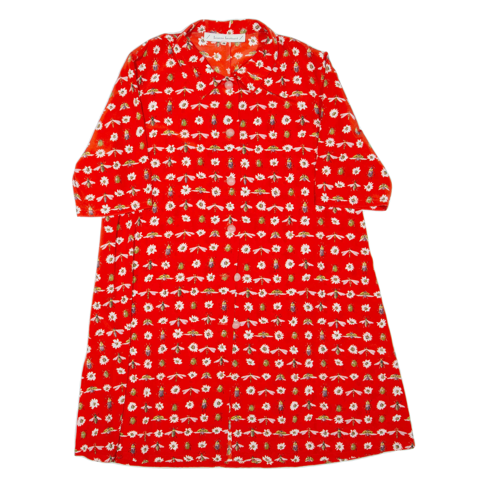 LISETTE LEUTHARD Womens Shirt Dress Orange Floral Short Sleeve Knee Length L Refurbished - N/A refurbished available on Cerqular