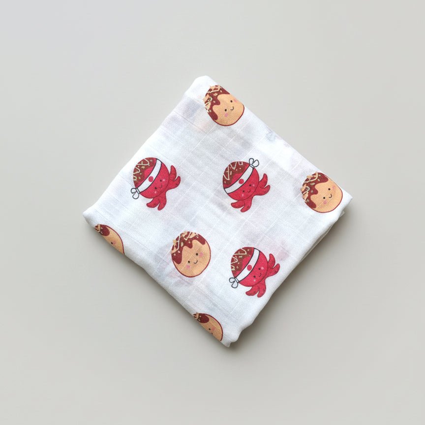 Organic Bamboo Blend Swaddle - Takoyaki | Design: Sushi Refurbished - The Wee Bean refurbished available on Cerqular