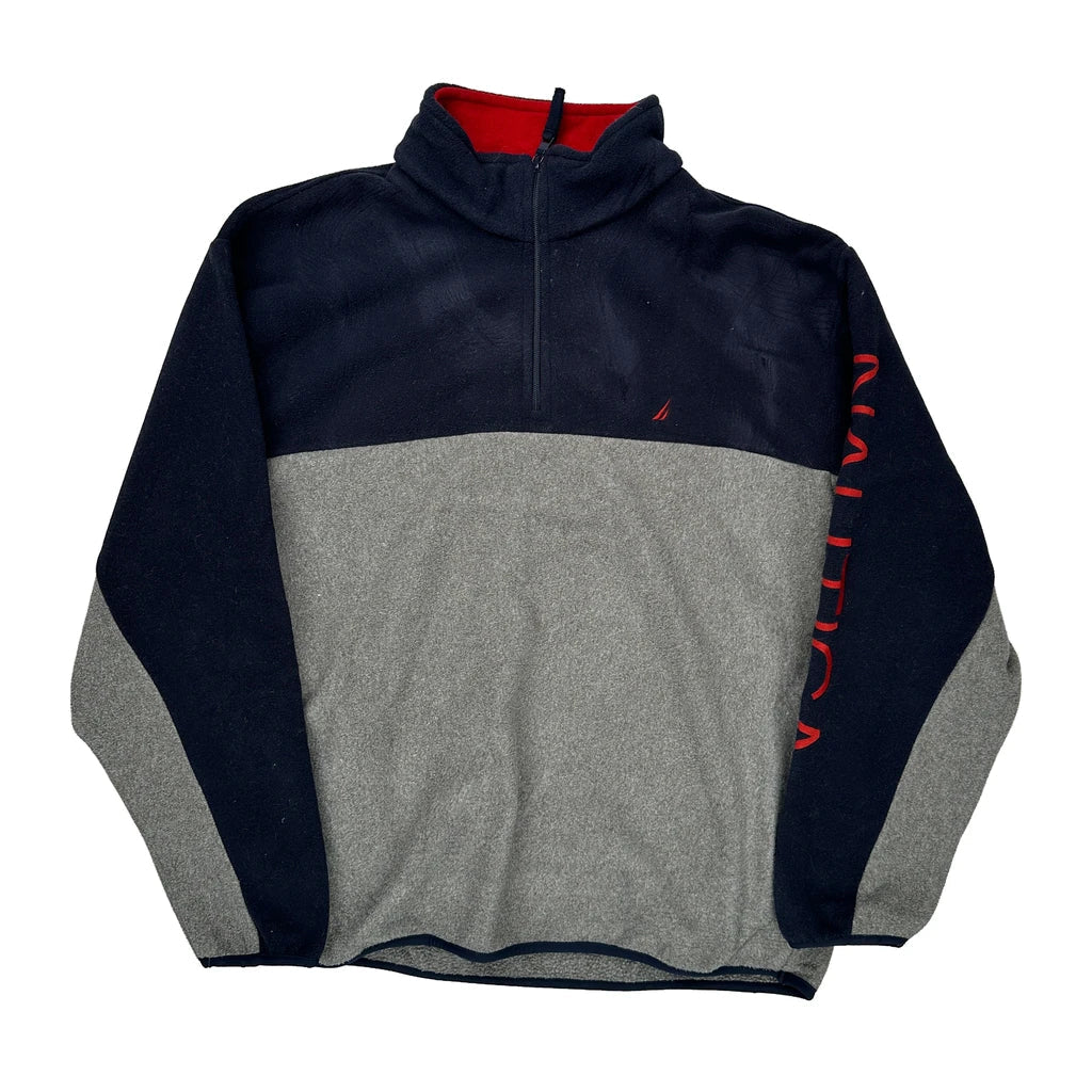 Nautica Spellout Fleece - XL Red Polyester Refurbished - Thrifted (note: this is a term often used to describe second- refurbished available on Cerqular