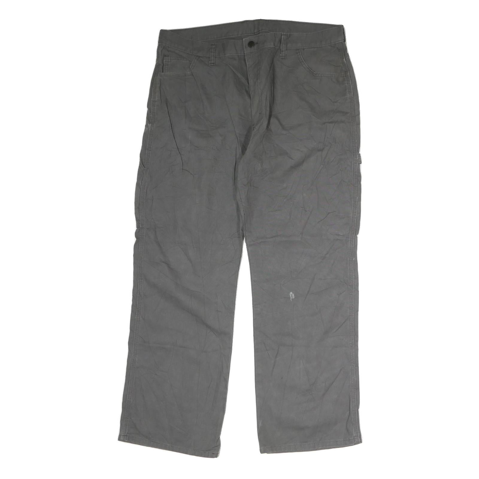 DICKIES Mens Cotton Blend Grey Regular Straight Trousers W36 L29 Workwear Refurbished - N/A refurbished available on Cerqular