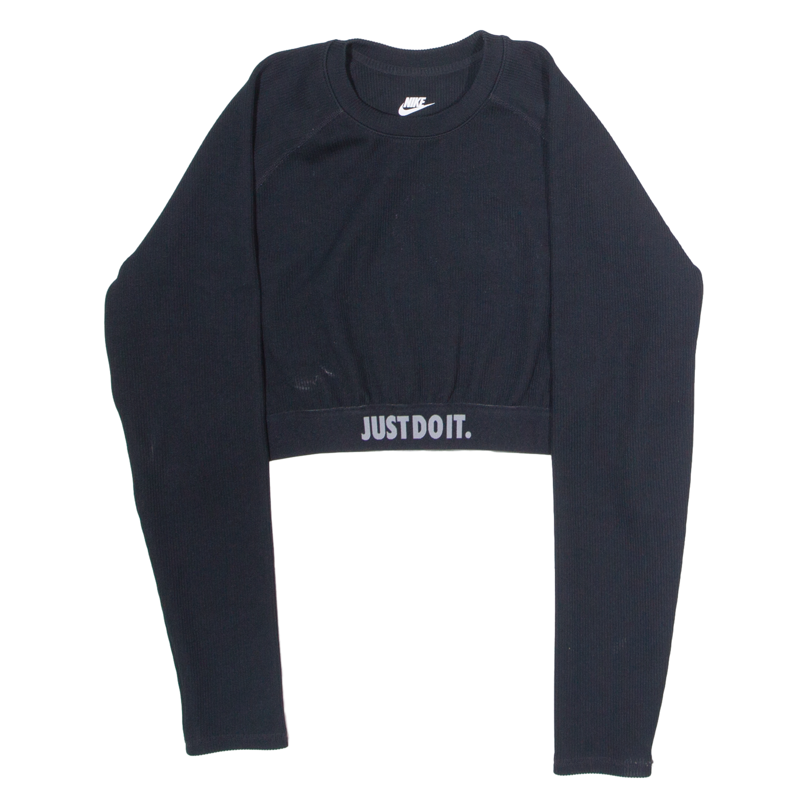 NIKE Ribbed Crop Womens Sweatshirt Black Crew Neck XL Refurbished - N/A refurbished available on Cerqular