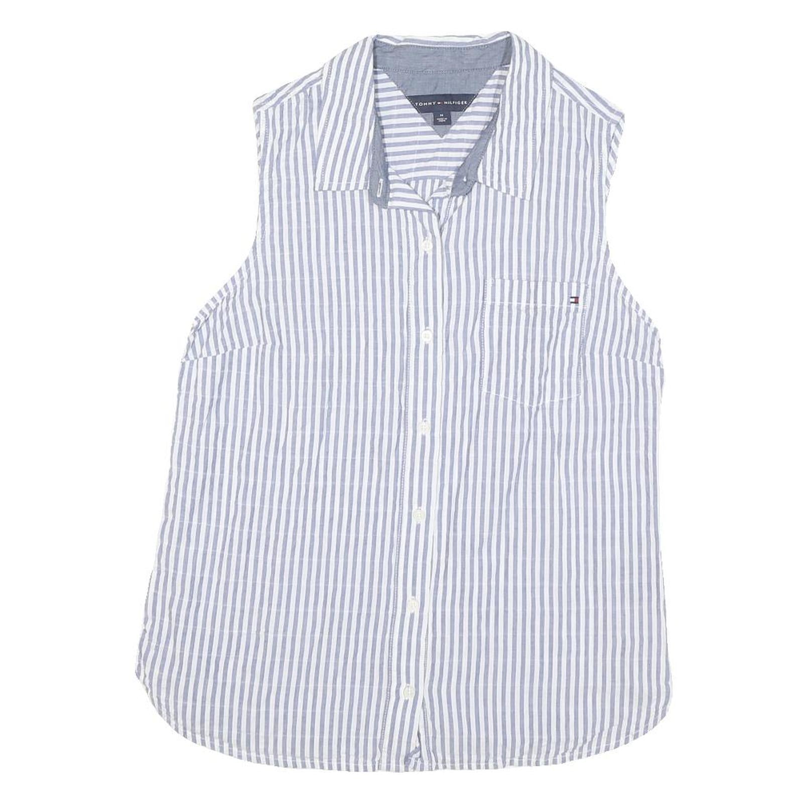 Buy TOMMY HILFIGER Womens Blue White Stripe Sleeveless Shirt M Cotton Blend Casual Refurbished - $33.79 TOMMY HILFIGER Womens Blue White Stripe Sleeveless Shirt M Cotton Blend Casual Refurbished - N/A refurbished available on Cerqular