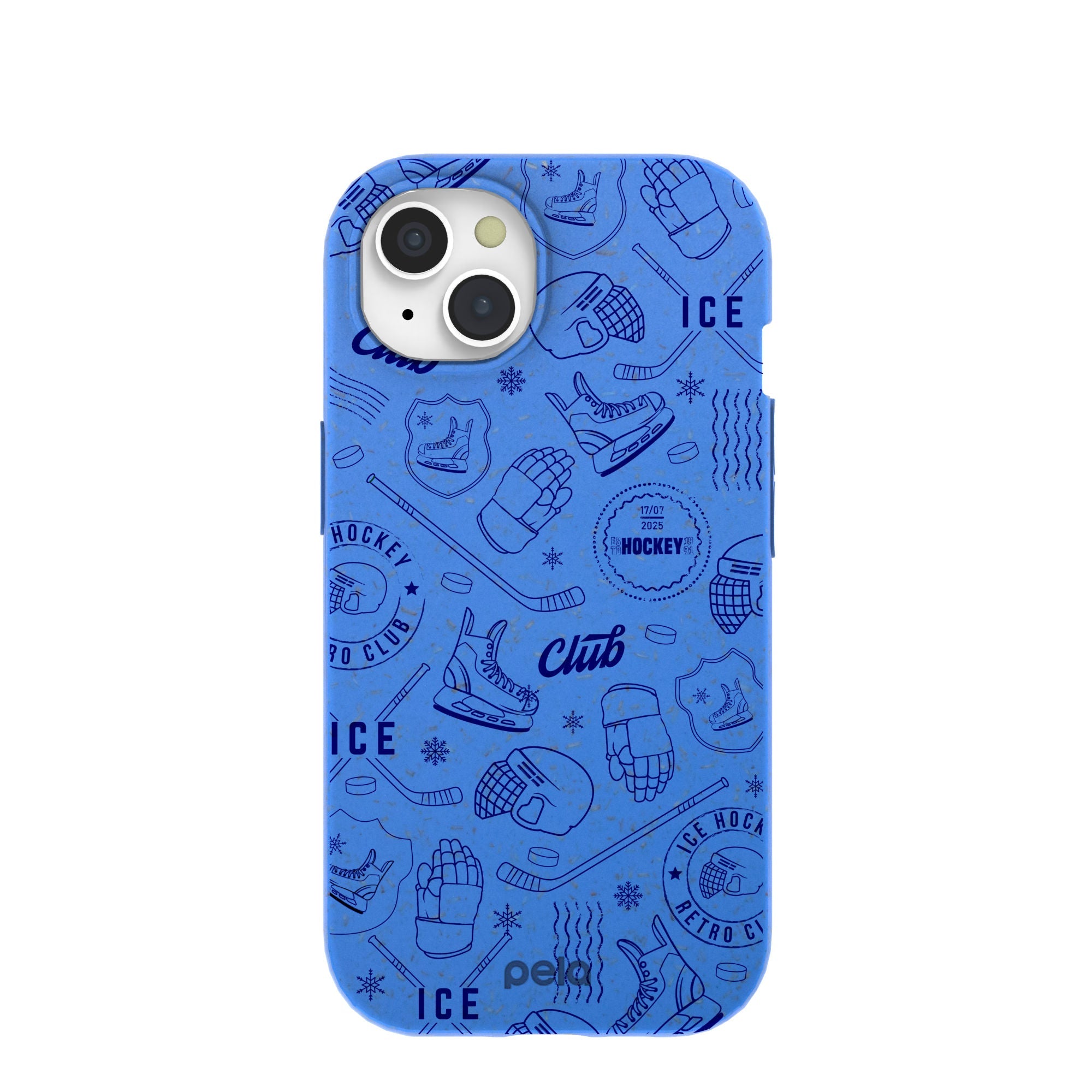 Electric Blue Hockey Postage iPhone 15 Case Refurbished - Pela Case refurbished available on Cerqular