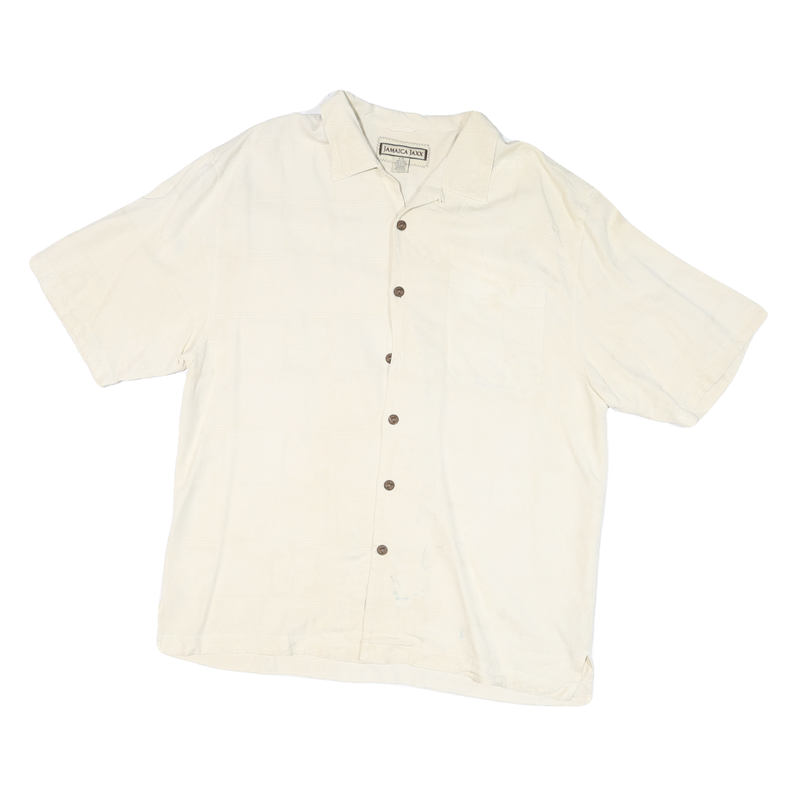 JAMAICA JAXX Mens Cream Shirt L Cotton Blend Short Sleeve Button Casual Refurbished - N/A refurbished available on Cerqular