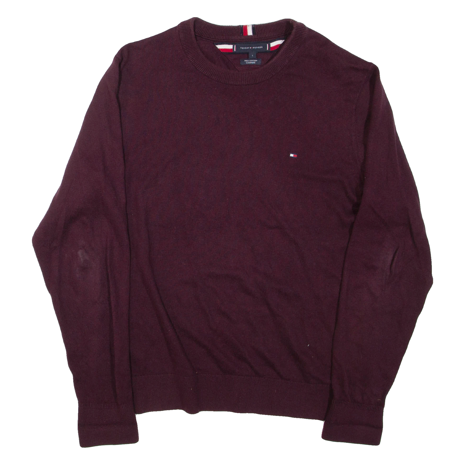 TOMMY HILFIGER Mens Jumper Maroon Tight Knit L Refurbished - N/A refurbished available on Cerqular