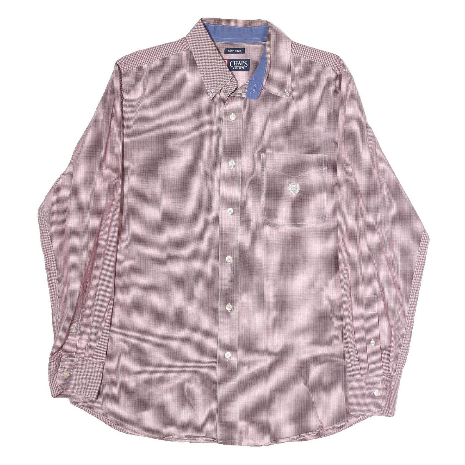 CHAPS Mens Red & White Check Shirt M Button Down Collar Long Sleeve Cotton Refurbished - N/A refurbished available on Cerqular