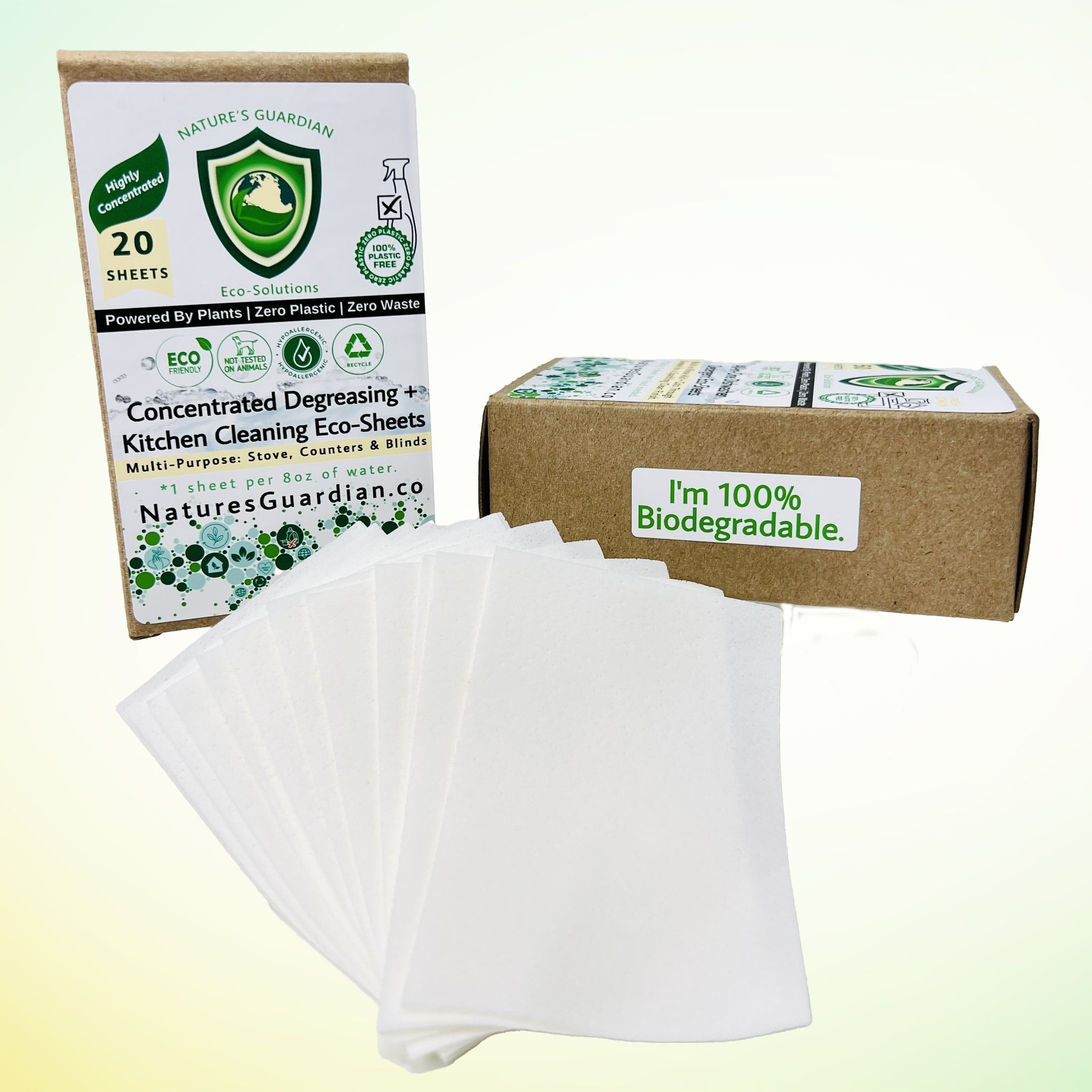 Concentrated Cleaning Eco-Sheets | Multi-Purpose, 4 Varieties to choose from! | Style: Degreasing + Kitchen Cleaning Eco-Sheets Refurbished - Nature's Guardian Eco Sheets refurbished available on Cerqular