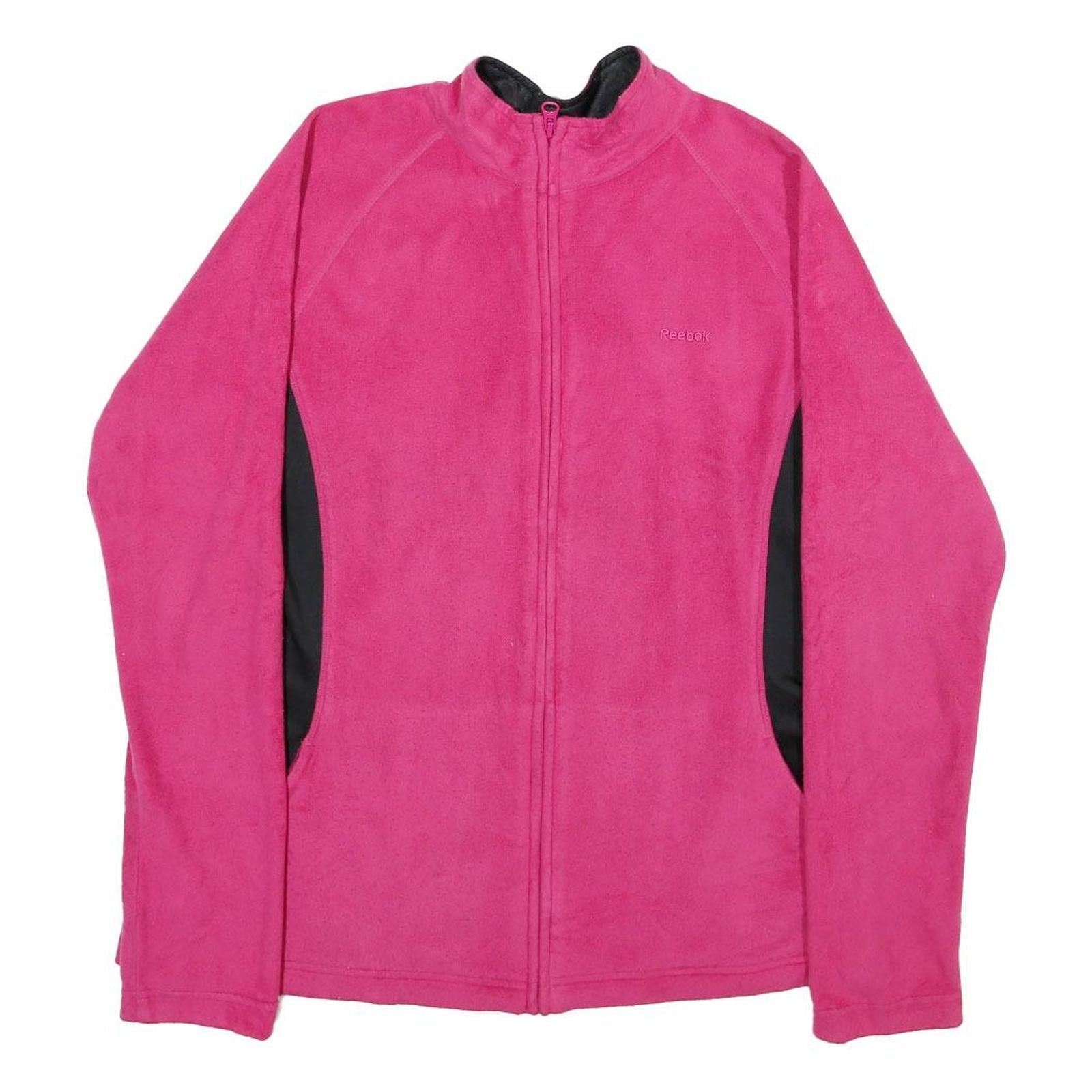 REEBOK Womens Pink & Black Zip Jacket L Polyester Blend Fleece Casual Activewear Refurbished - N/A refurbished available on Cerqular