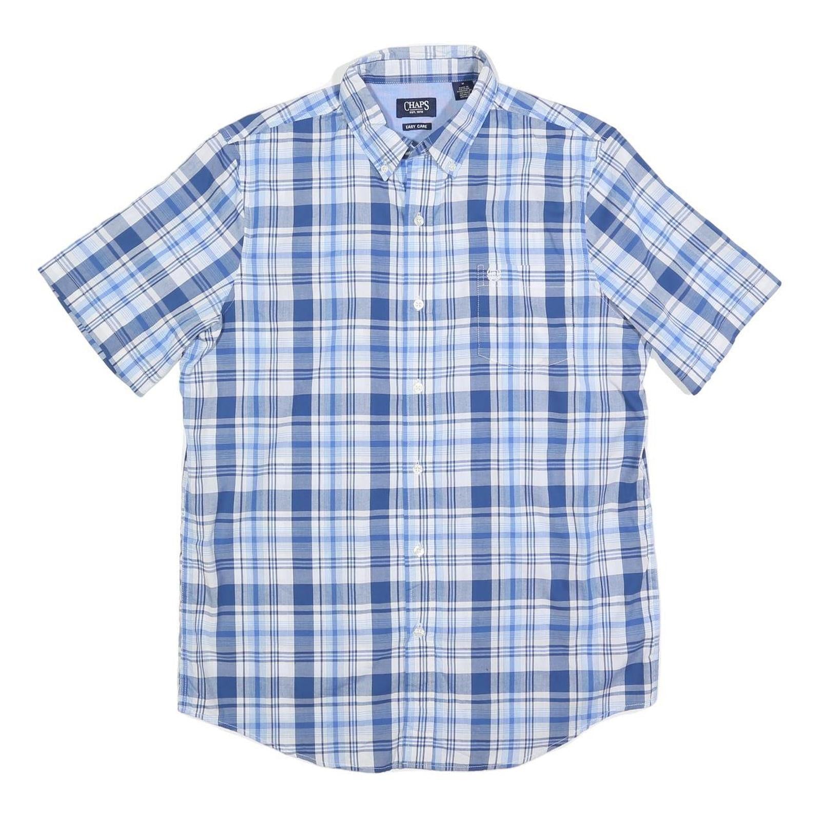 CHAPS Mens Blue & White Check Shirt M Short Sleeve Buttondown Casual Refurbished - N/A refurbished available on Cerqular