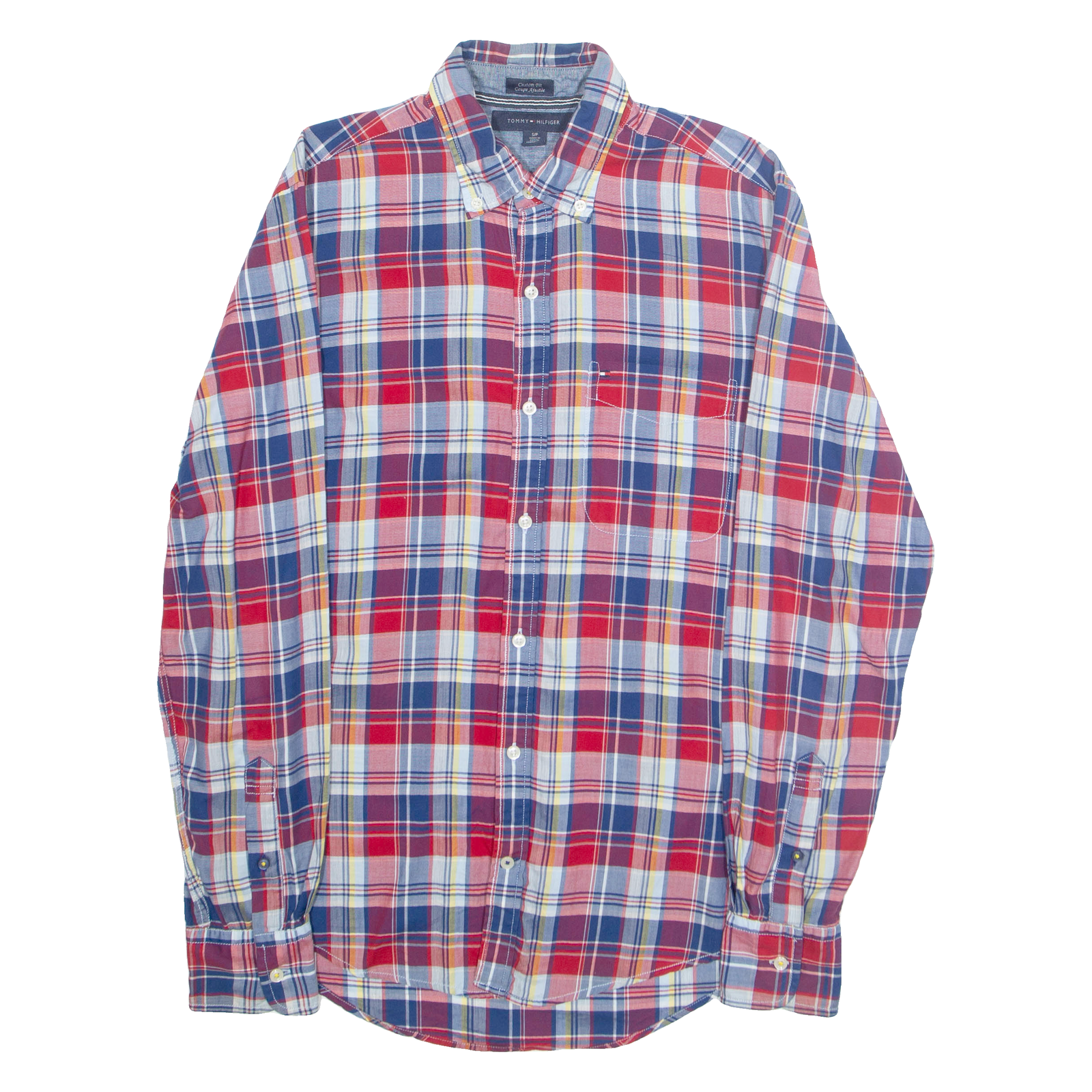 TOMMY HILFIGER Custom Fit Mens Shirt Red Plaid Long Sleeve S Refurbished - N/A refurbished available on Cerqular