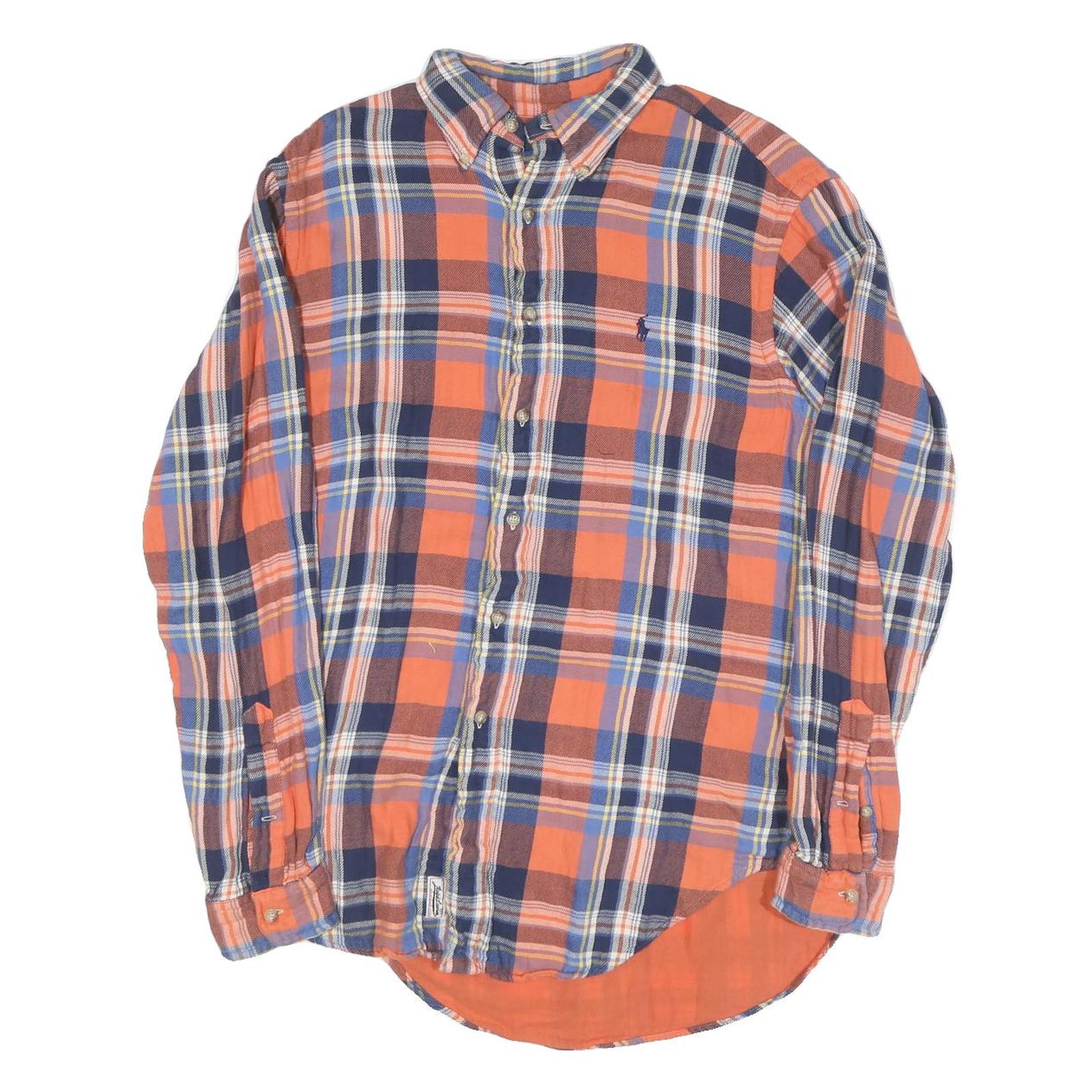 RALPH LAUREN Mens Orange & Blue Check Shirt M Cotton Blend Casual Classic Fit Refurbished - N/A refurbished available on Cerqular