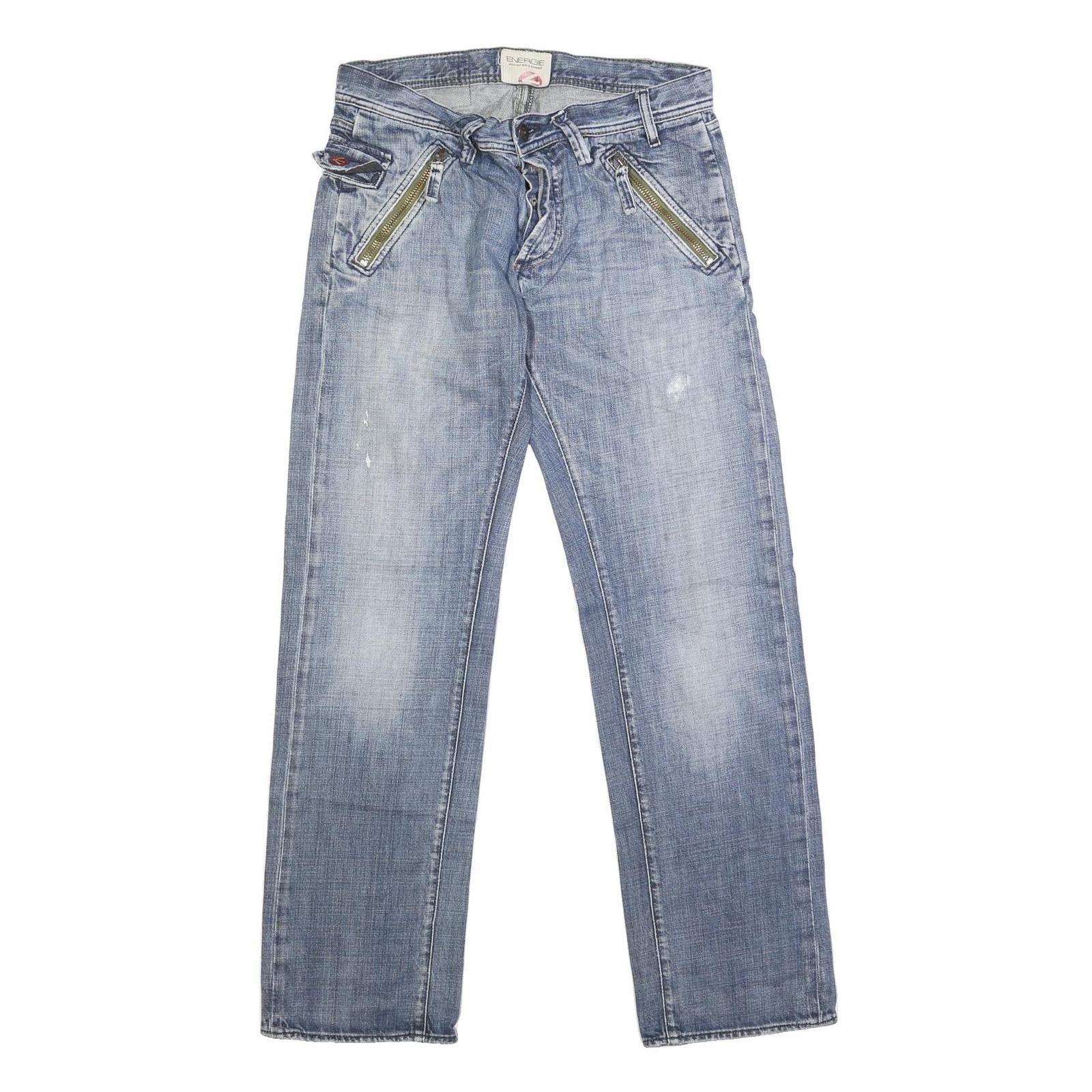 ENERGIE Womens Jeans Blue Regular Straight Denim Light W32 L33 Button Closure Refurbished - N/A refurbished available on Cerqular
