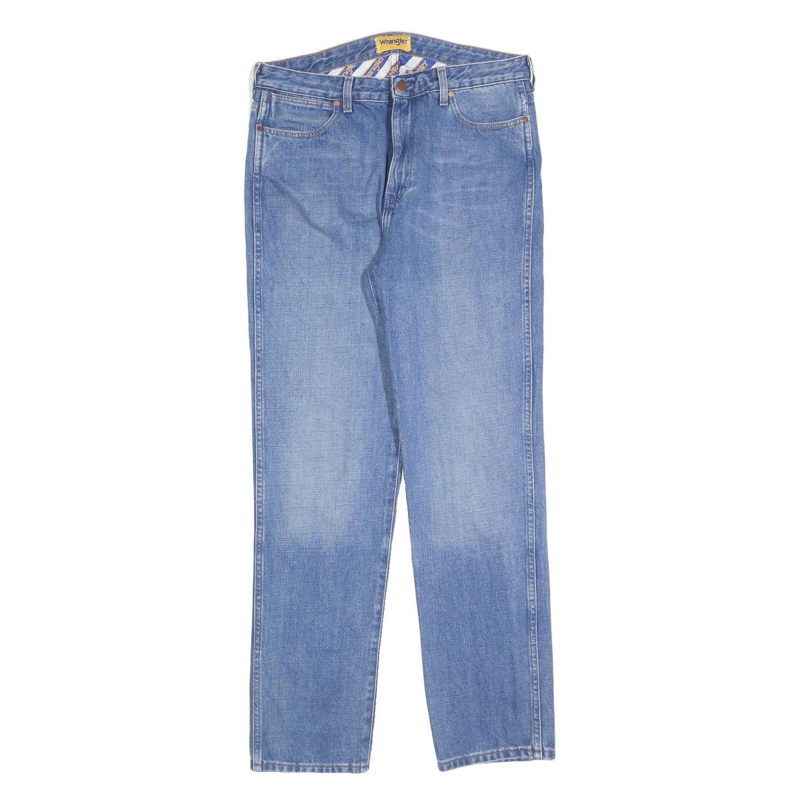 WRANGLER Womens Blue Regular Straight Denim Medium W33 L32 Zip Cotton Blend Refurbished - N/A refurbished available on Cerqular