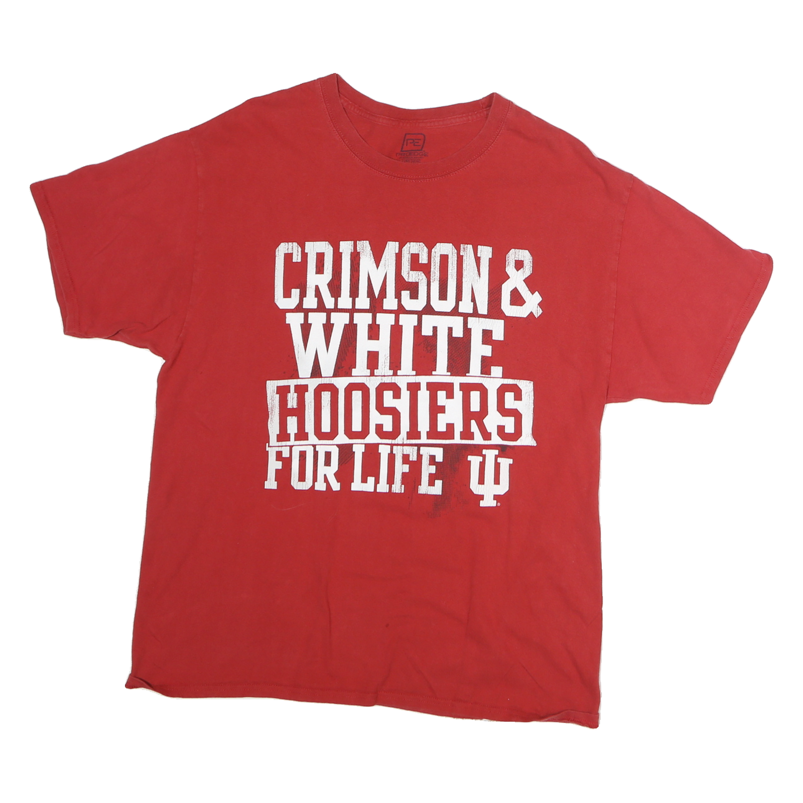 PRO EDGE Mens Red Crimson & White Hoosiers For Life Graphic T-Shirt L Crew Neck Refurbished - N/A refurbished available on Cerqular