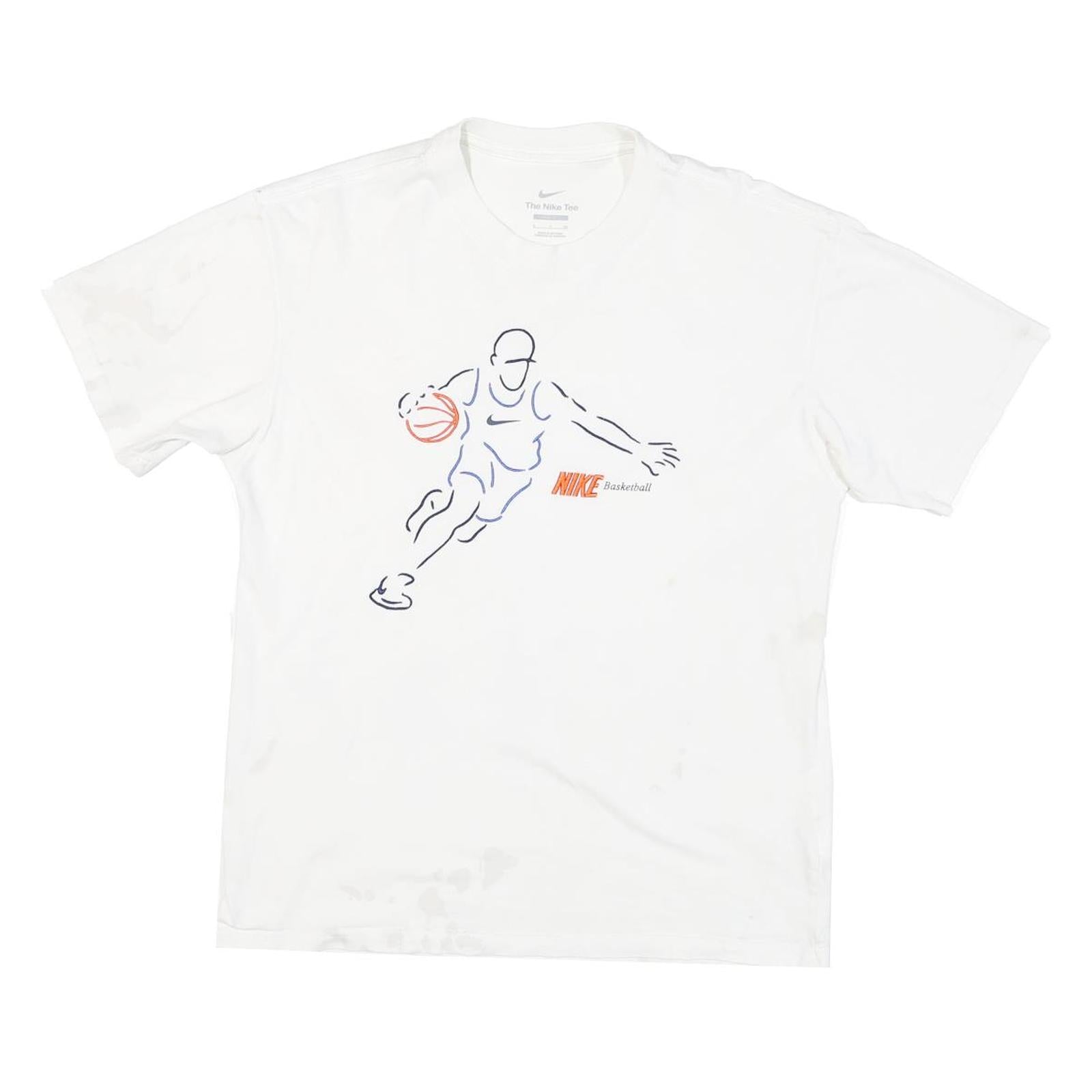 NIKE Mens White Basketball Graphic T-Shirt S Short Sleeve Crew Neck Cotton Blend Refurbished - N/A refurbished available on Cerqular