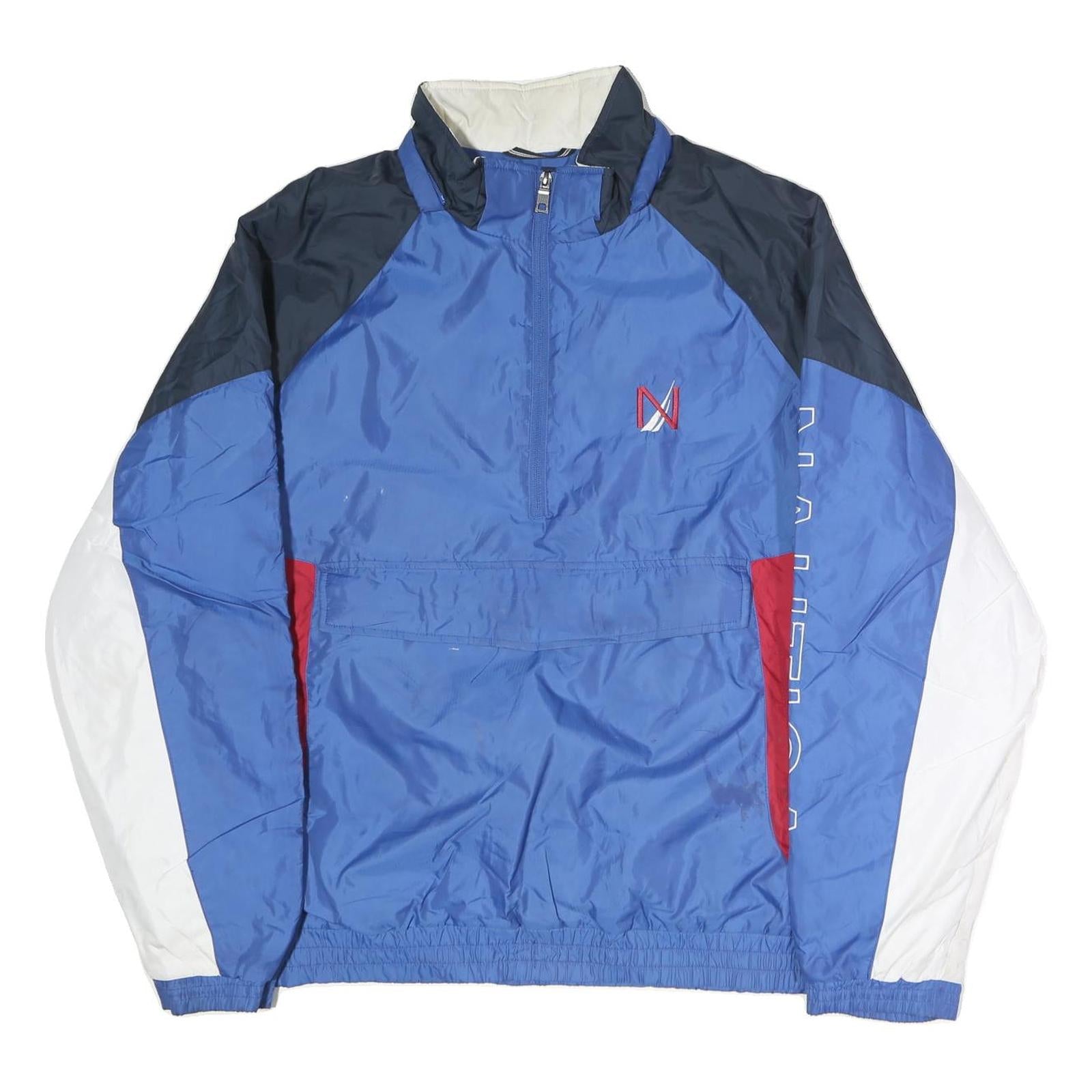 NAUTICA Mens Blue Red White Cotton Zip Jacket 2XL Colourblock Sailing Inspired Refurbished - N/A refurbished available on Cerqular