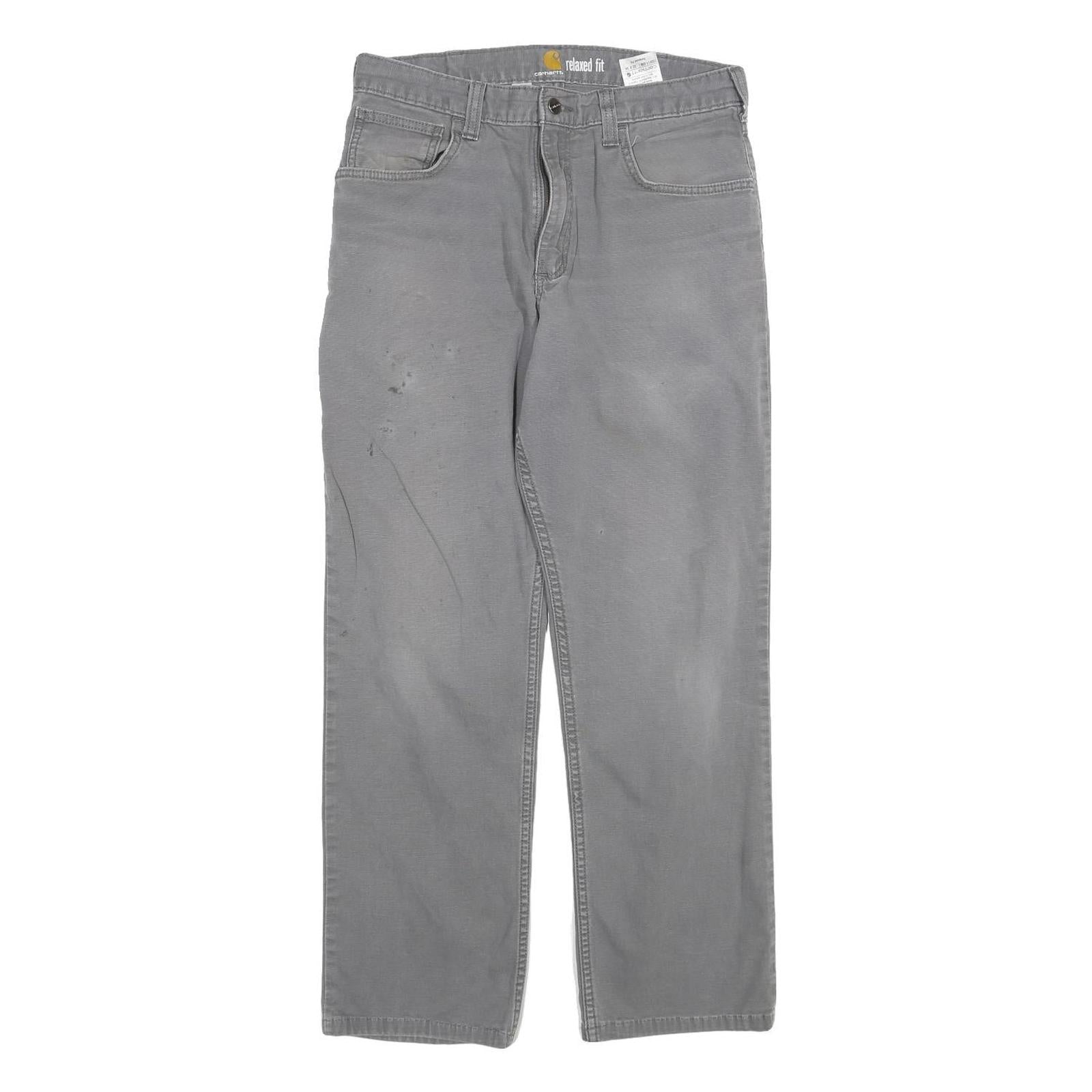 CARHARTT Mens Relaxed Fit Grey Cotton Blend Trousers W30 L28 Workwear Zip Refurbished - N/A refurbished available on Cerqular