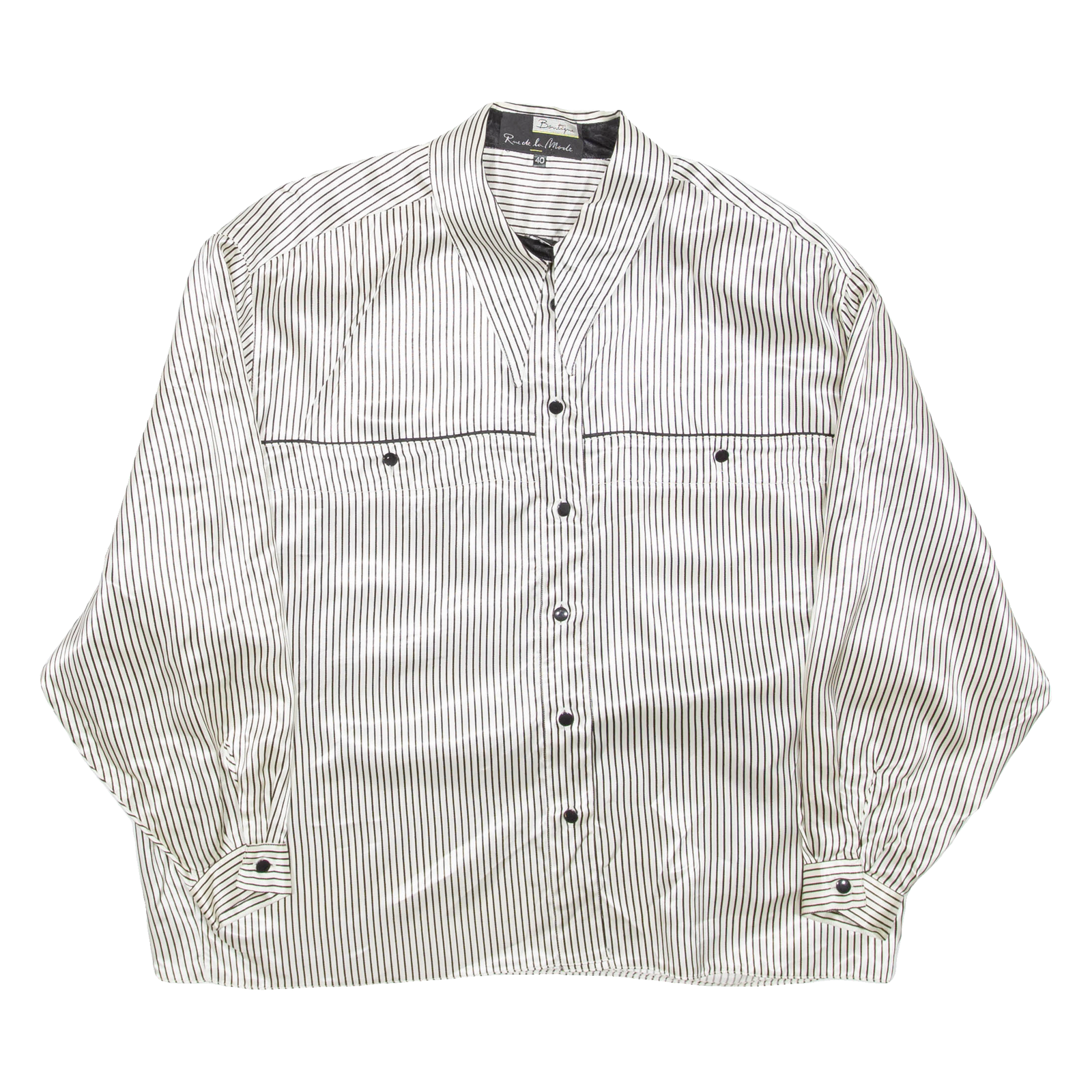 Womens Printed Shirt Black Collared Long Sleeve Striped L Refurbished - N/A refurbished available on Cerqular