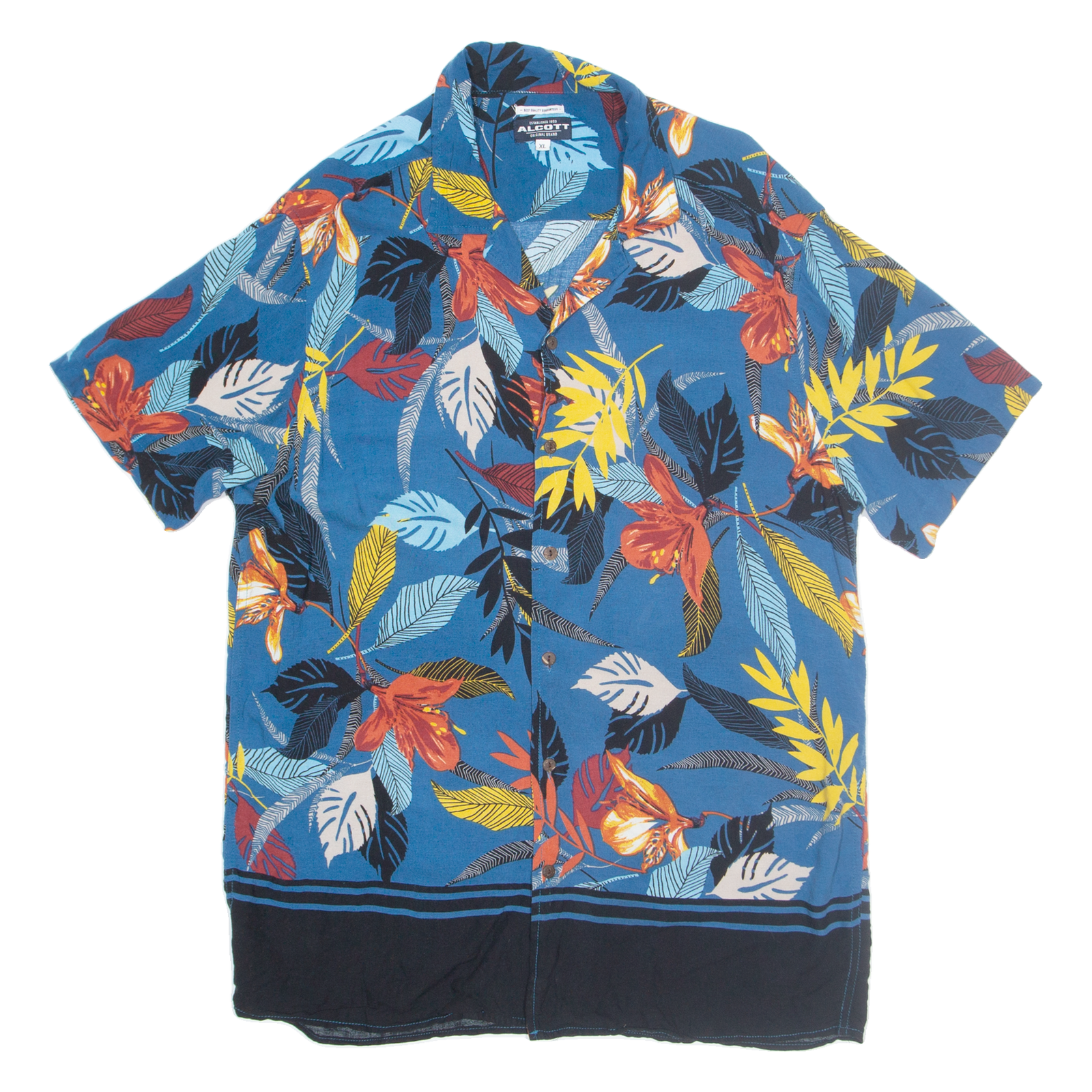 ALCOTT Mens Hawaiian Shirt Blue Floral XL Refurbished - N/A refurbished available on Cerqular