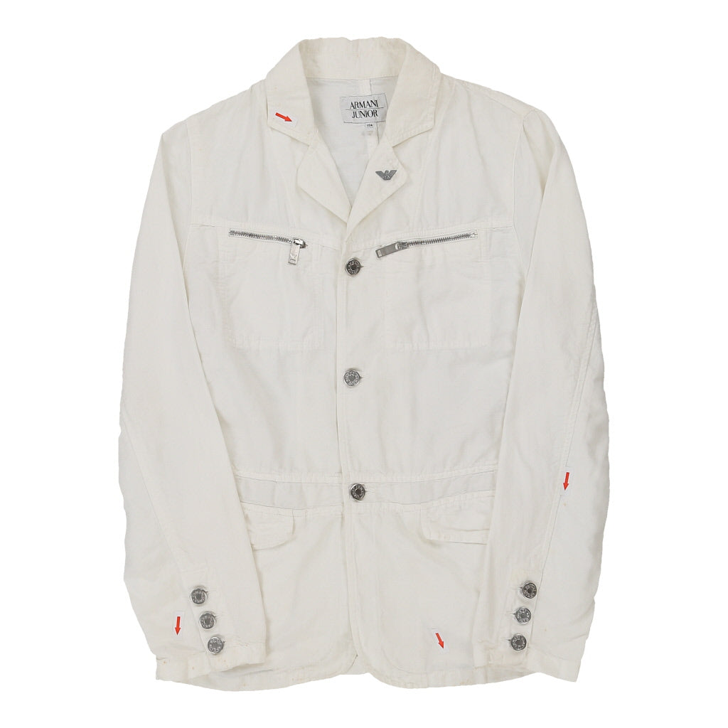 Age 12 Armani Jacket - Large White Cotton Refurbished - Thrifted (note: this is a term often used to describe second- refurbished available on Cerqular